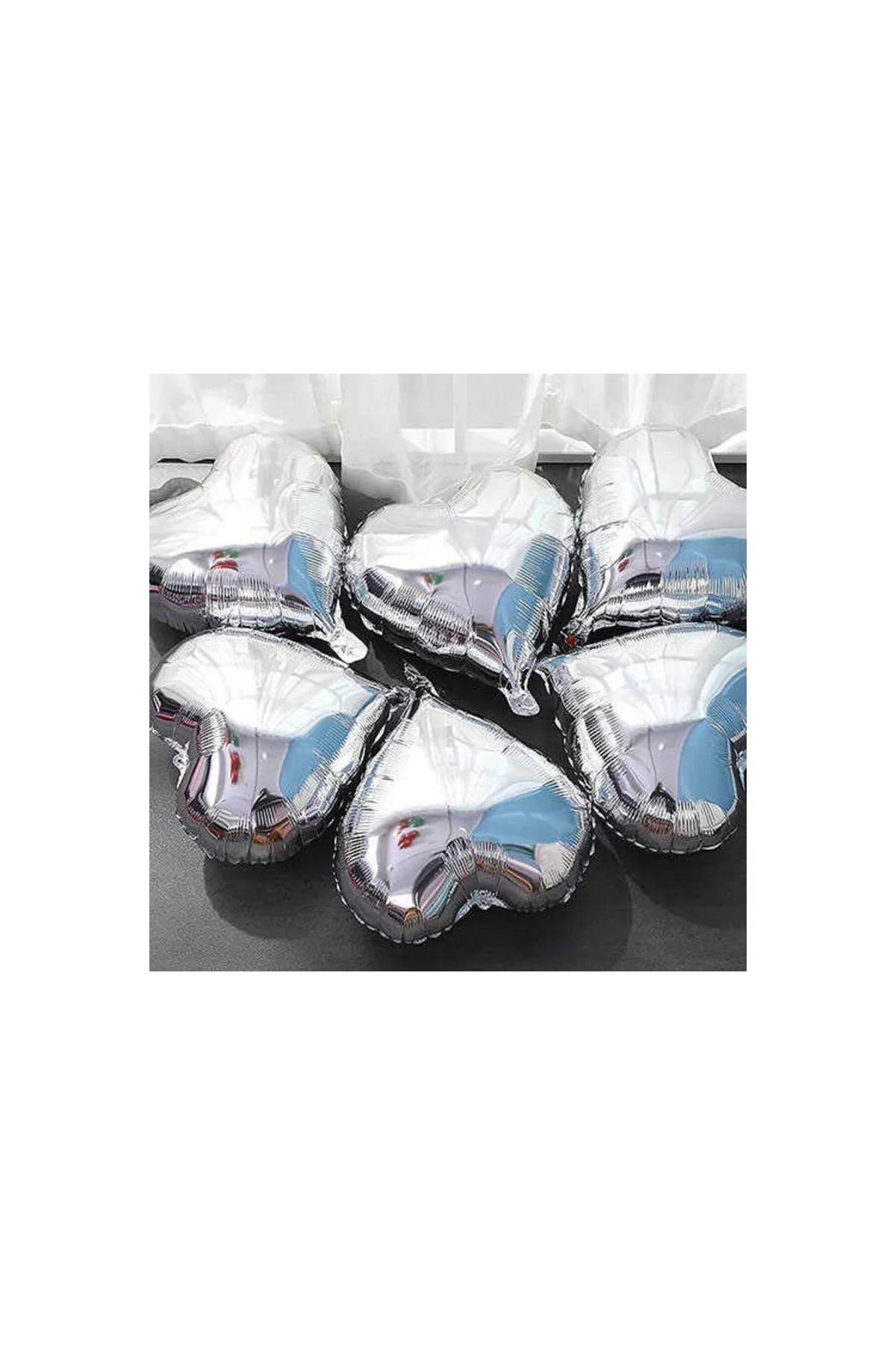Gümüş Kalp Folyo Balon 60 Cm - PAZARIZ Görsel 2