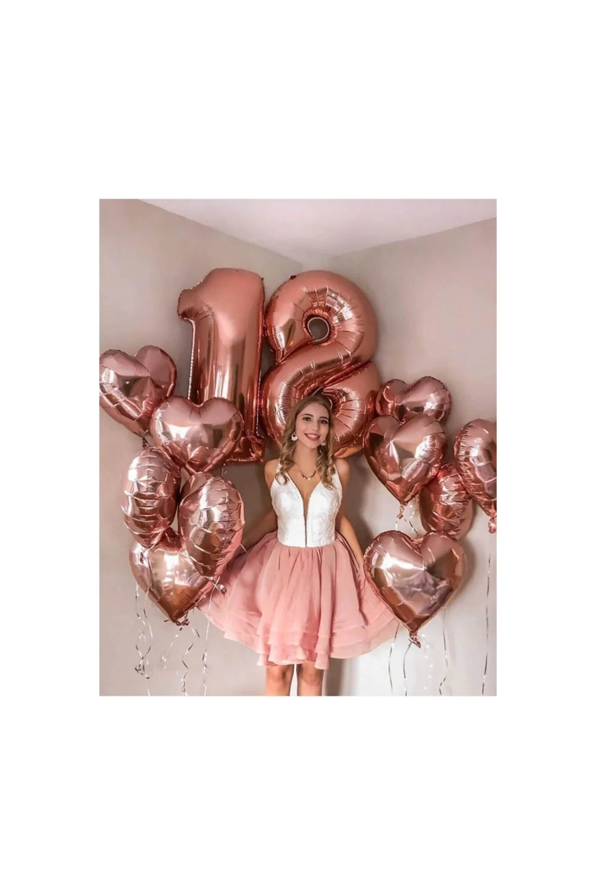 Rose Gold Kalp Folyo Balon 45 Cm - 1 Adet - PAZARIZ Görsel 3