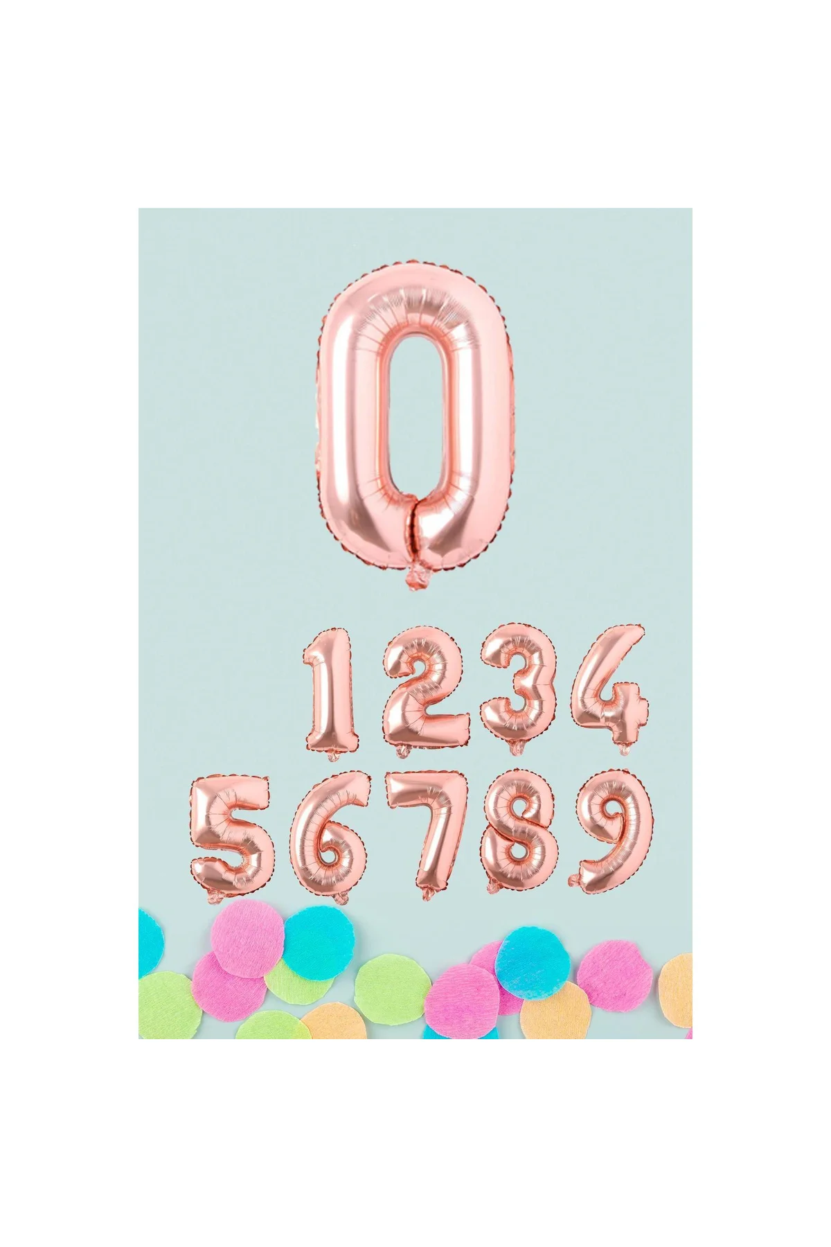 Rose Gold Rakam Folyo Balon Rose Gold Sayı Balonlar 16 inç 40 cm