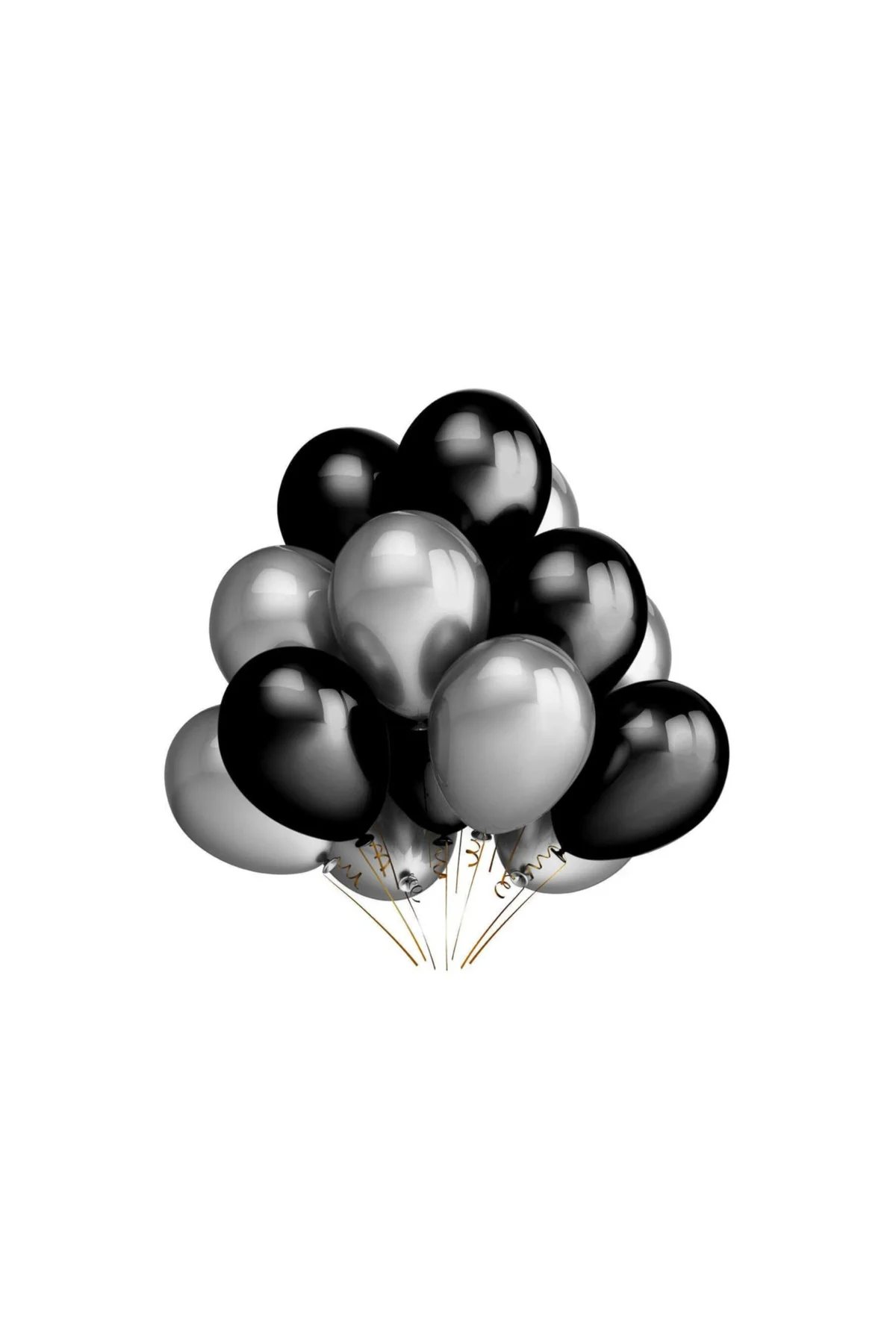 Pazariz 50 Adet Metalik Balon (SİYAH - GÜMÜŞ GRİ KARIŞIK) Uçan Balon - PAZARIZ Görsel 5
