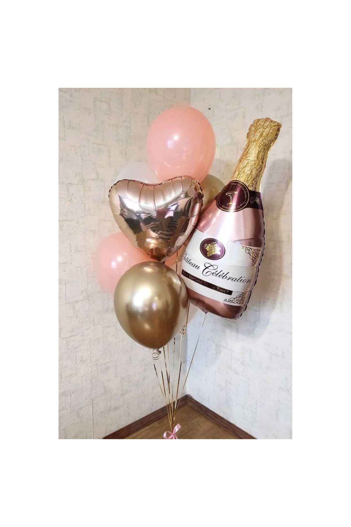 Rose Gold Şampanya Şişesi Şekilli Folyo Balon - PAZARIZ Görsel 3
