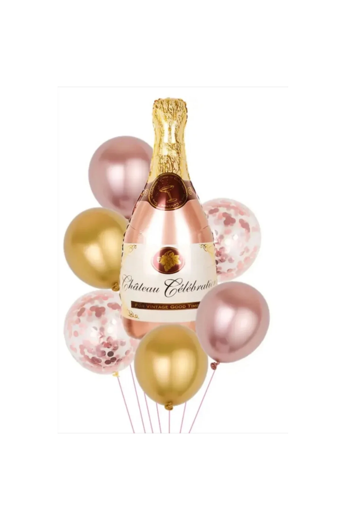 Rose Gold Şampanya Şişesi Şekilli Folyo Balon - PAZARIZ Görsel 5