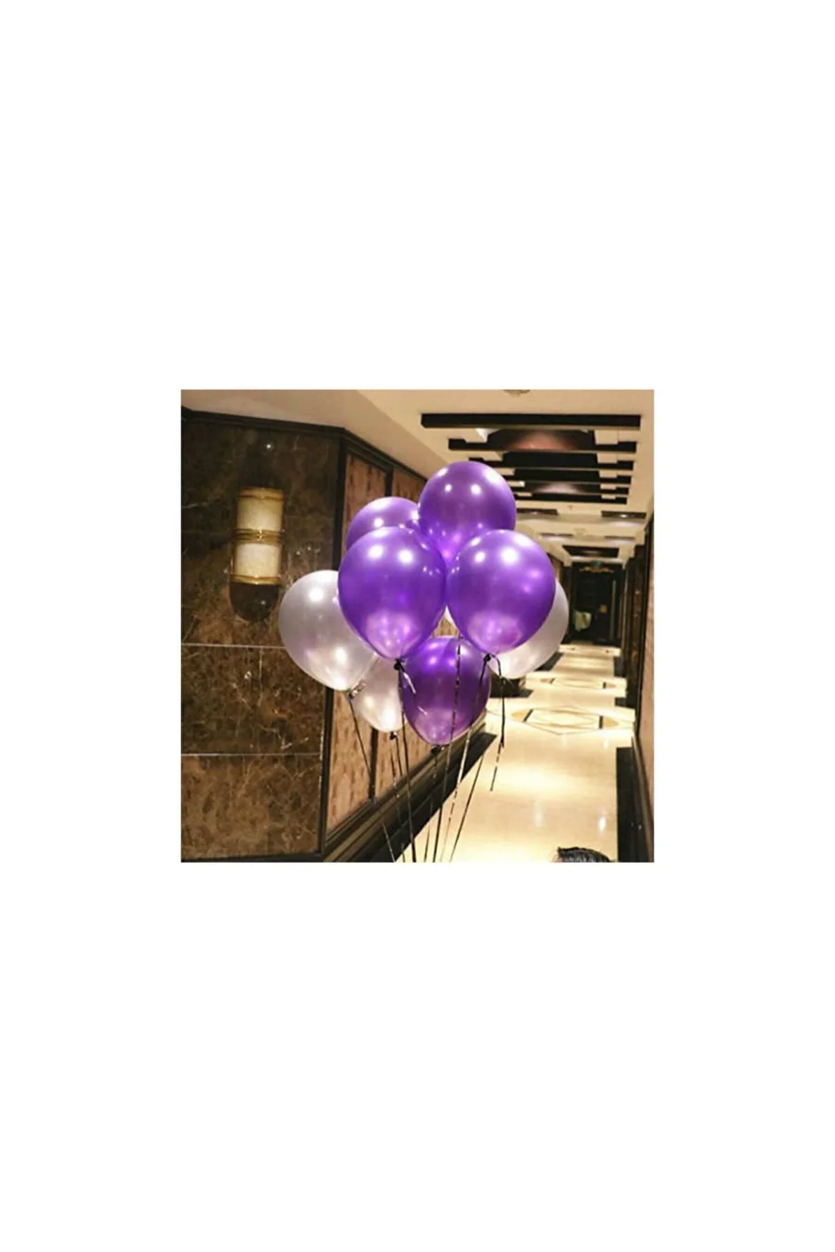 50 Adet Metalik Balon (mor - Gümüş Karışık) Uçan Balon - PAZARIZ Görsel 2