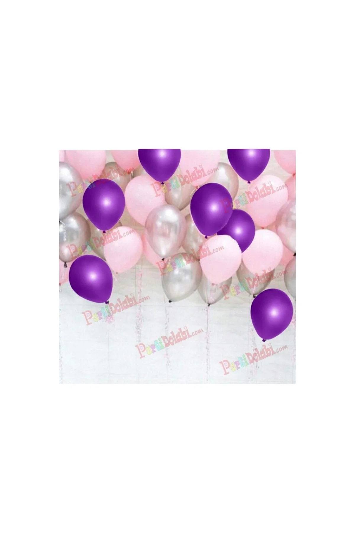30 Adet Metalik Sedefli Mor-pembe-gümüş Gri Karışık Balon Helyum