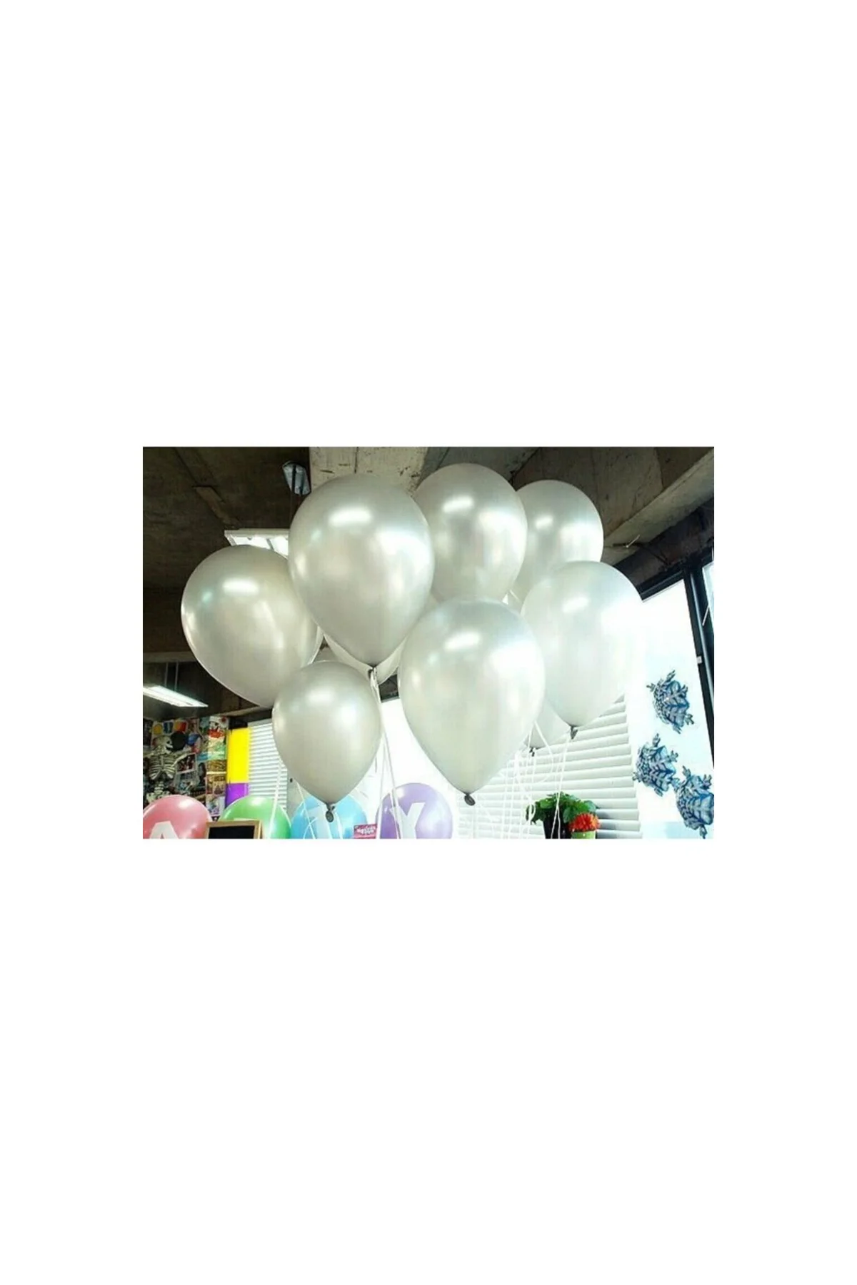 25 Adet Metalik Sedefli Parlak Gümüş Gri Balon (helyumla Uçan)