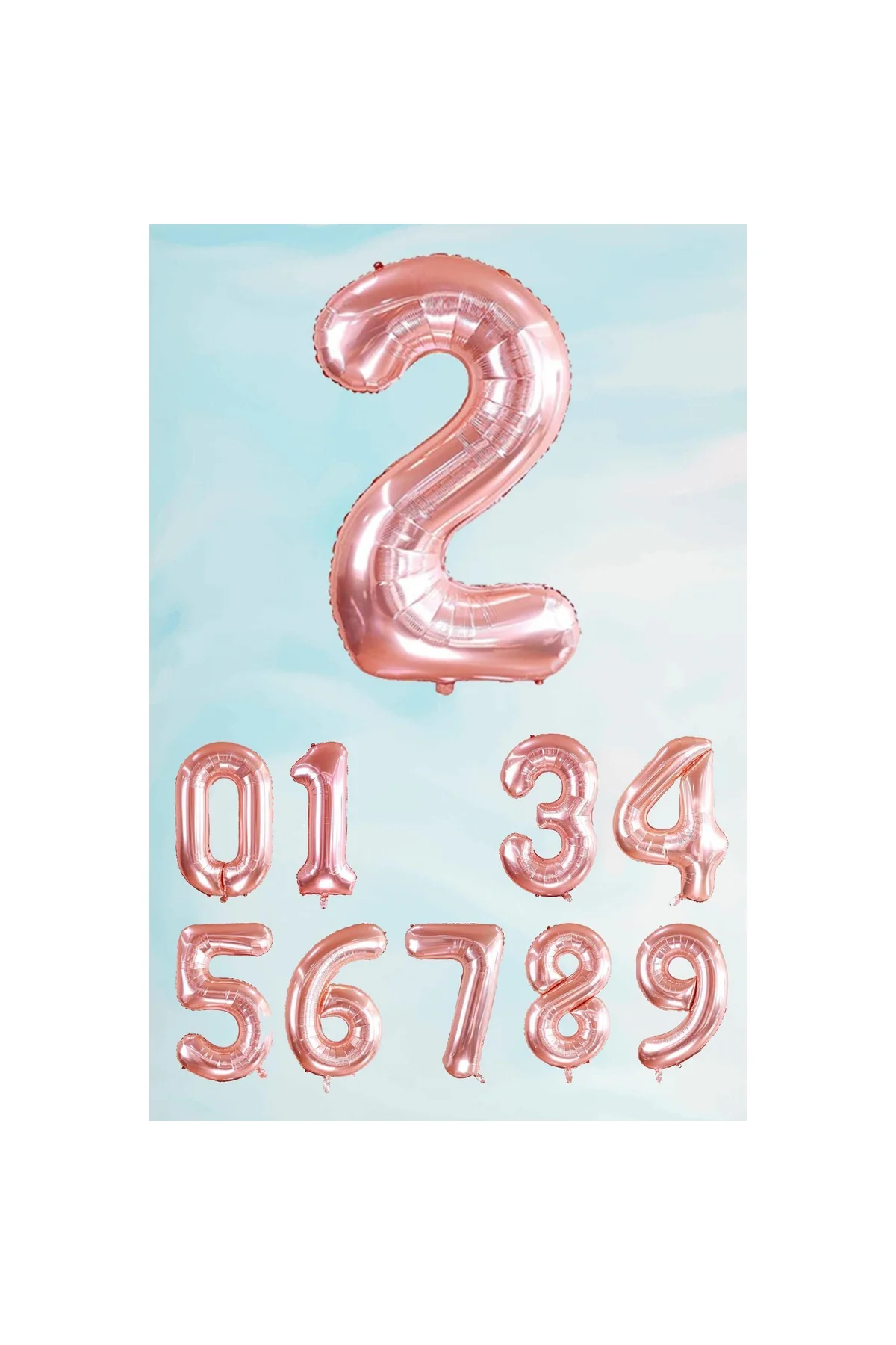 Rose Gold Rakam Folyo Balon Büyük Boy Rose Gold Sayı Balonlar 100cm 40inç