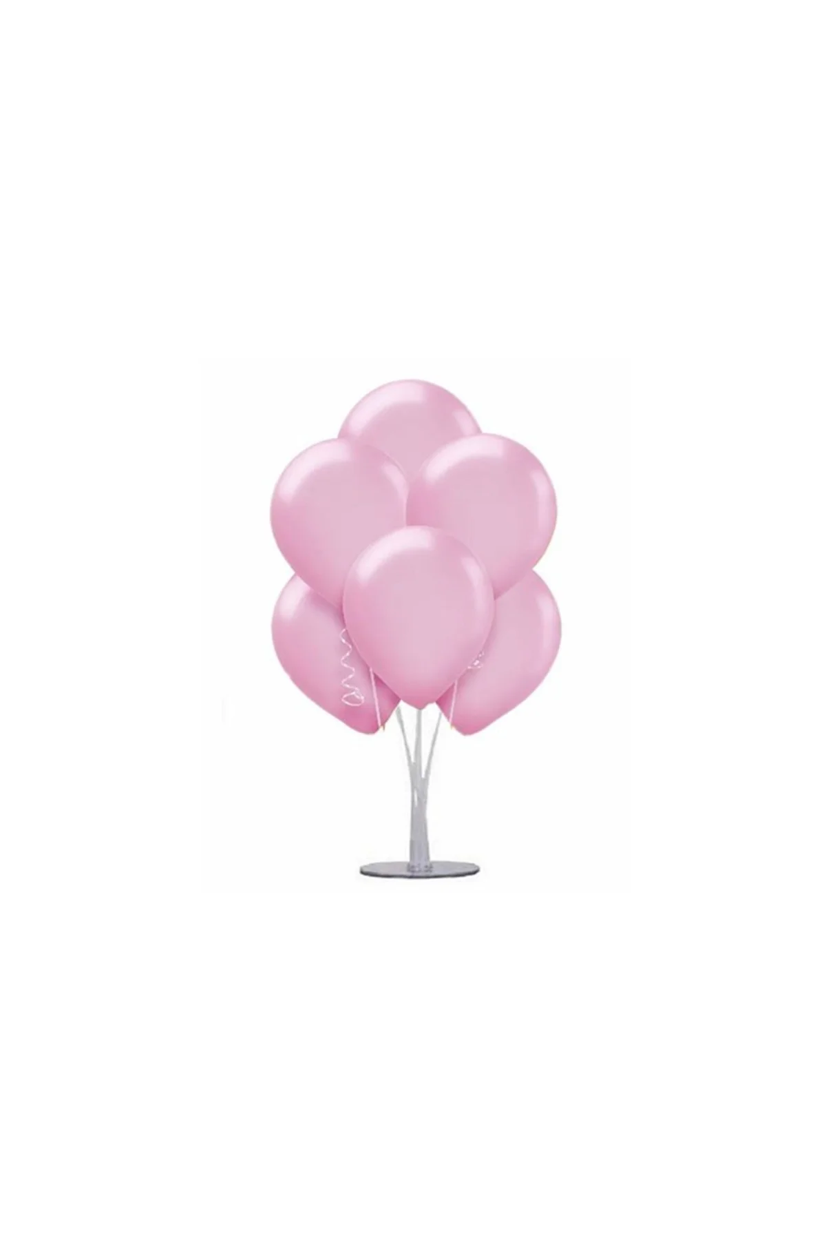 1 Adet 7 Balonlu Metalik Pembe Ayaklı Balon Standı
