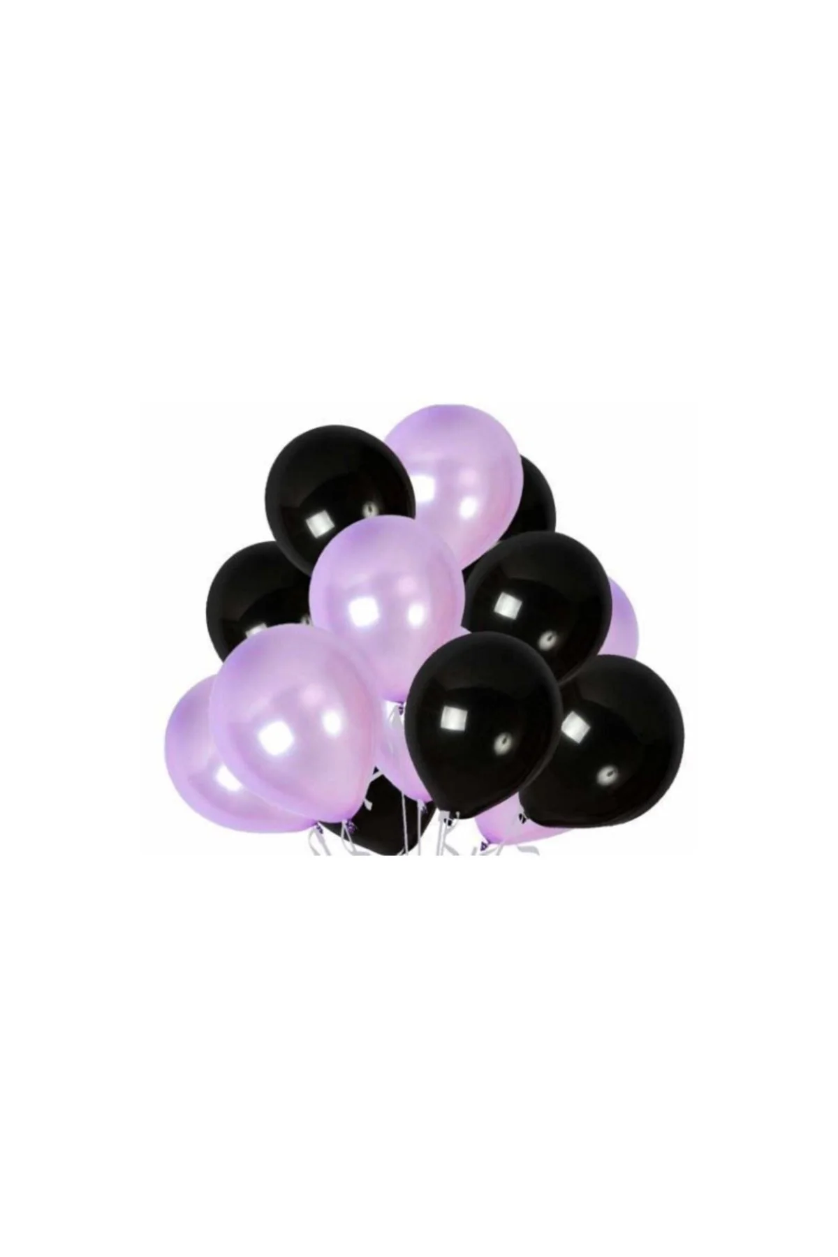 50 Adet Metalik Sedefli Kaliteli Balon Lila-siyah