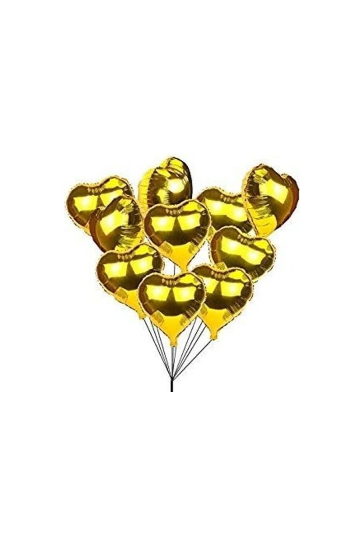 10 Adet 18 Sevgililer Günü,özel Gün Parti Gold Kalp Folyo Balon