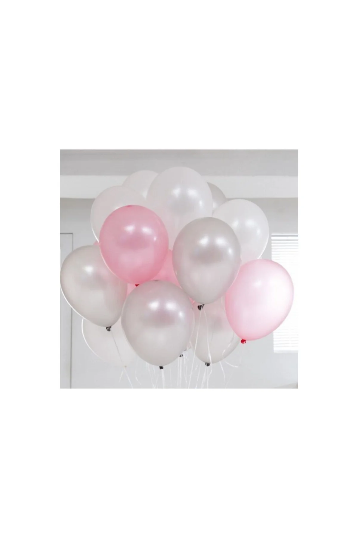 Metalik Sedefli (pembe -gümüş Karışık) Uçan Balon 50 Adet - PAZARIZ Görsel 3