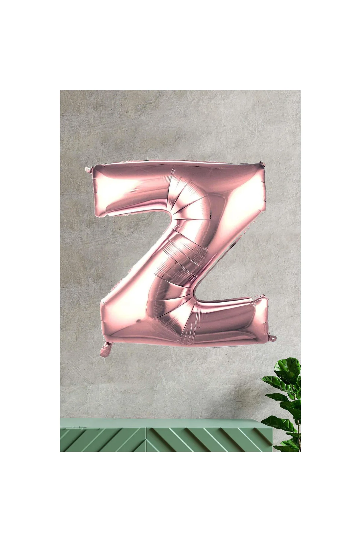 Z Harfi Rose Gold Folyo Balon 100 Cm 40 Inç 1 Metre Baş Harf Balon