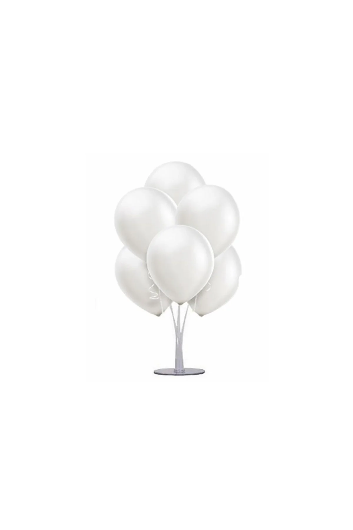 1 Adet 7 Balonlu Beyaz Metalik Ayaklı Balon Standı