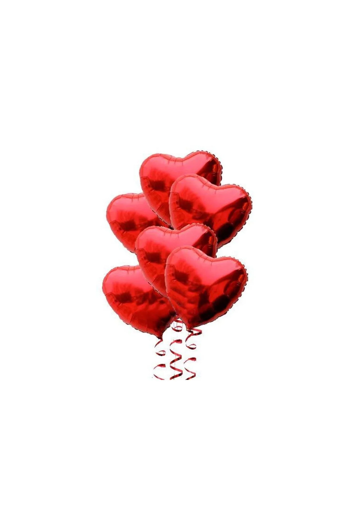Kırmızı Renk 45 Cm Kalp Folyo Balon Demeti 6 Adet ( Helyumsuz )