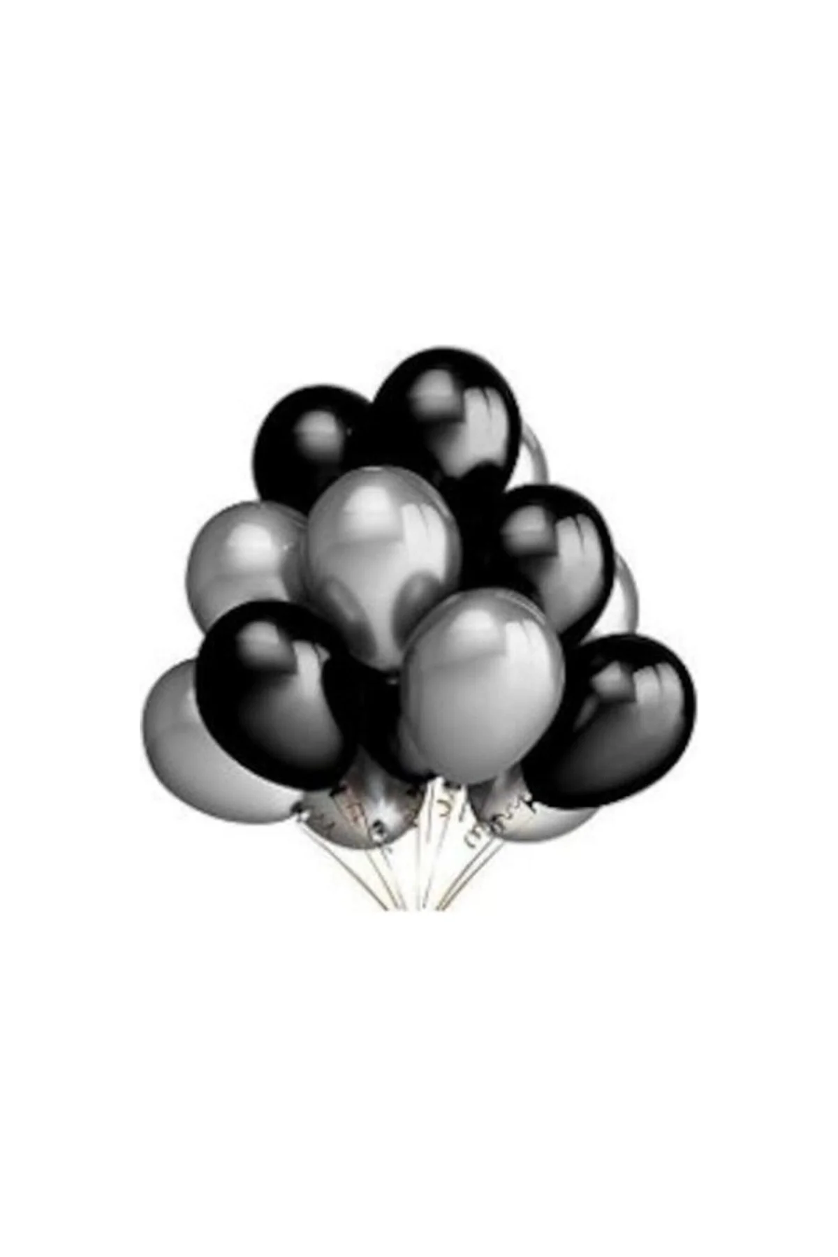Pazariz 50 Adet Metalik Sedefli Uçan Balon (siyah -gümüş Karışık) Balon