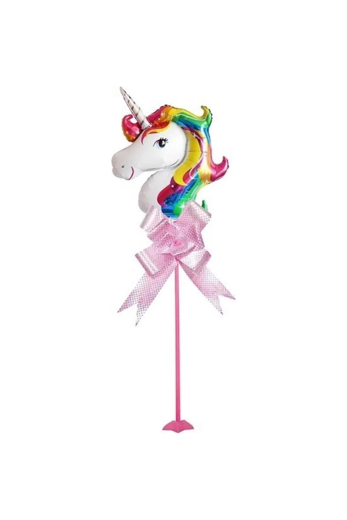 Unicorn Tlı Parti Masa Süsü Çubuklu Folyo Balon Pembe