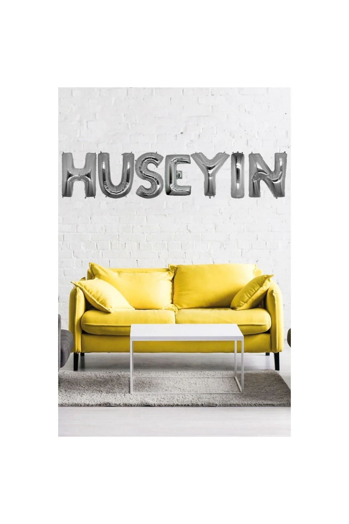 Doğum Günü Hüseyin Gümüş Harf Folyo Balon Set 40 Cm Isim Balon