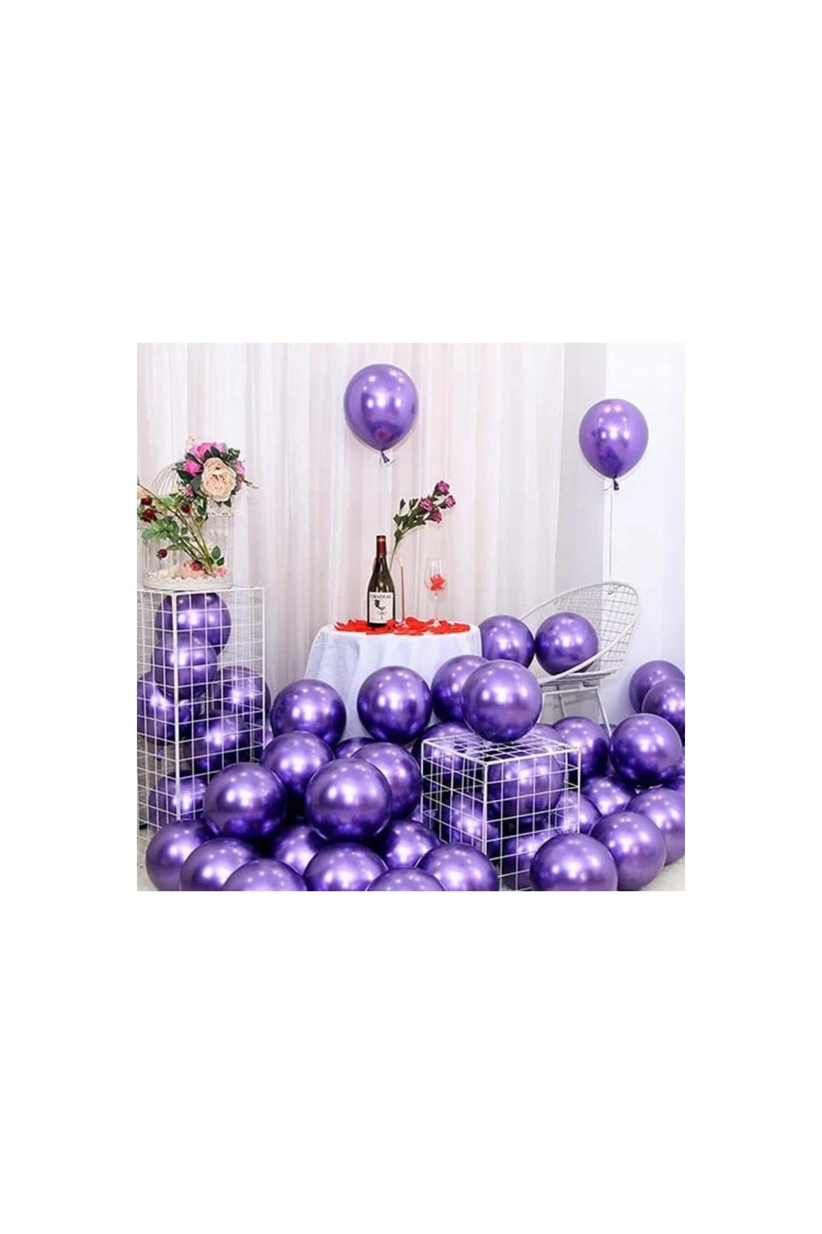 Mor Renk Krom Balon 10 Adet - PAZARIZ Görsel 5