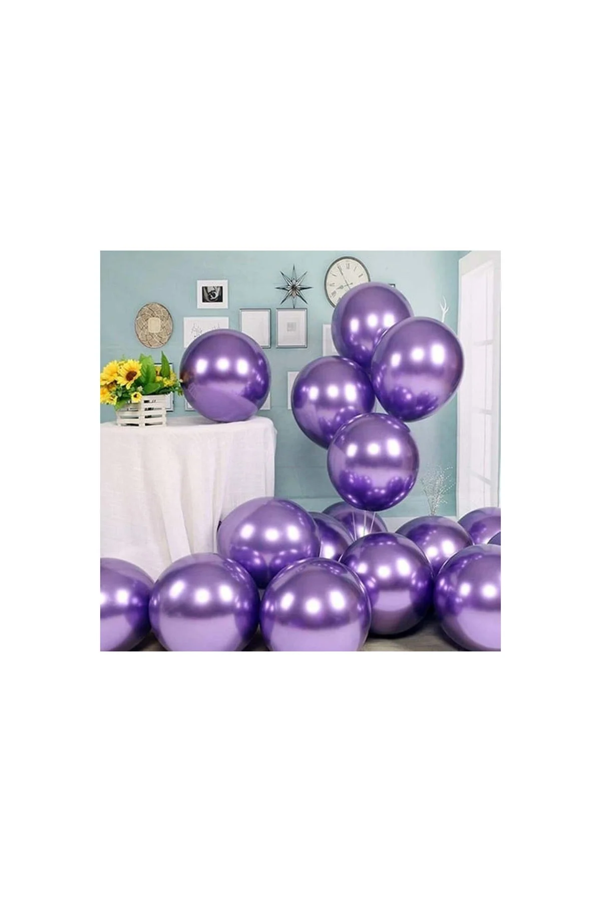 Mor Renk Krom Balon 10 Adet - PAZARIZ Görsel 3