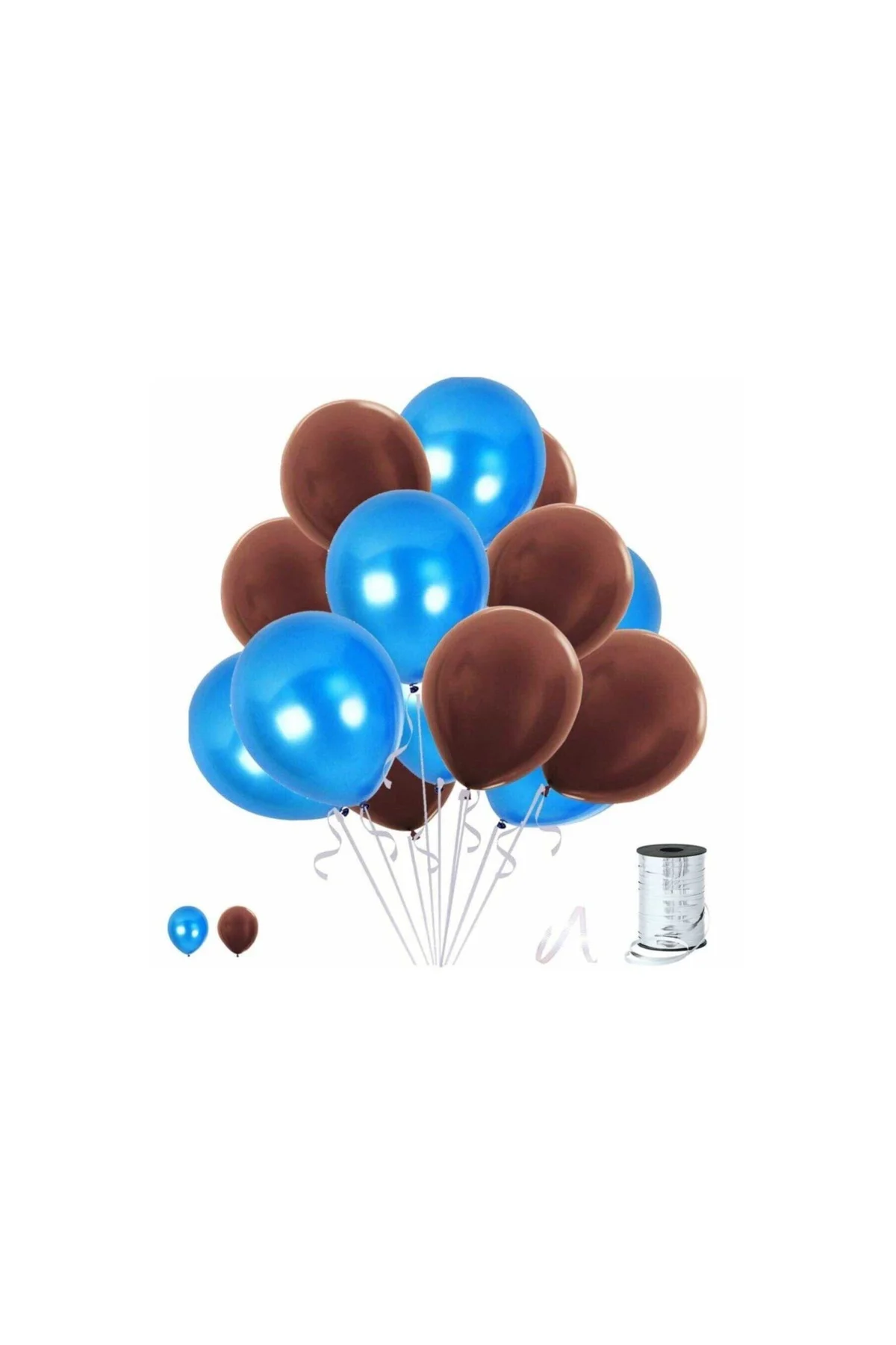 50 Adet Mavi ,kahverengi Balon-nişan-parti-düğün Balonu