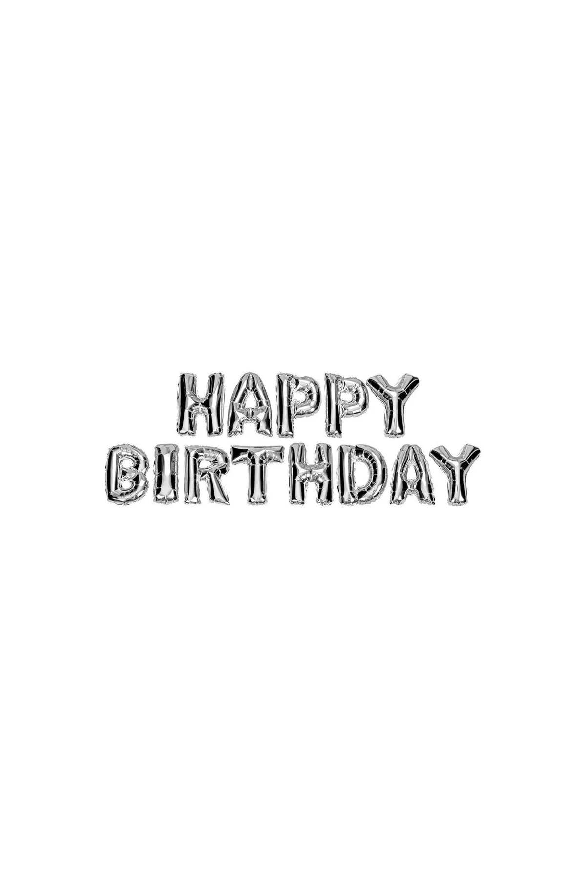 Happy Birthday Yazılı Gümüş -silver- Harf 40 Cm Folyo Balon