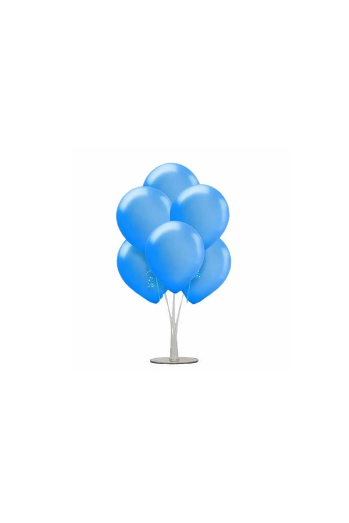 1 Adet 7 Balonlu Metalik Mavi Ayaklı Balon Standı