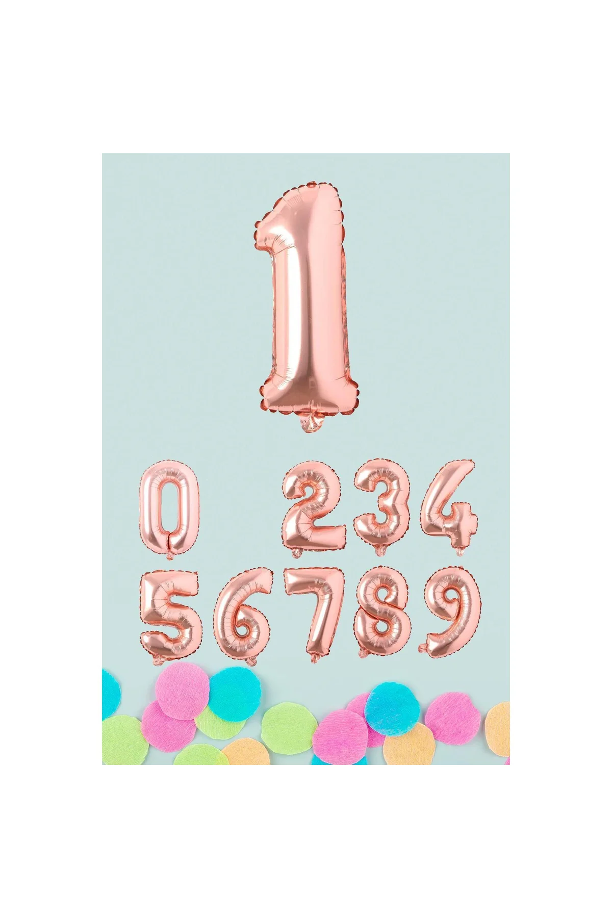 Rose Gold Rakam Folyo Balon Rose Gold Sayı Balonlar 16 inç 40 cm