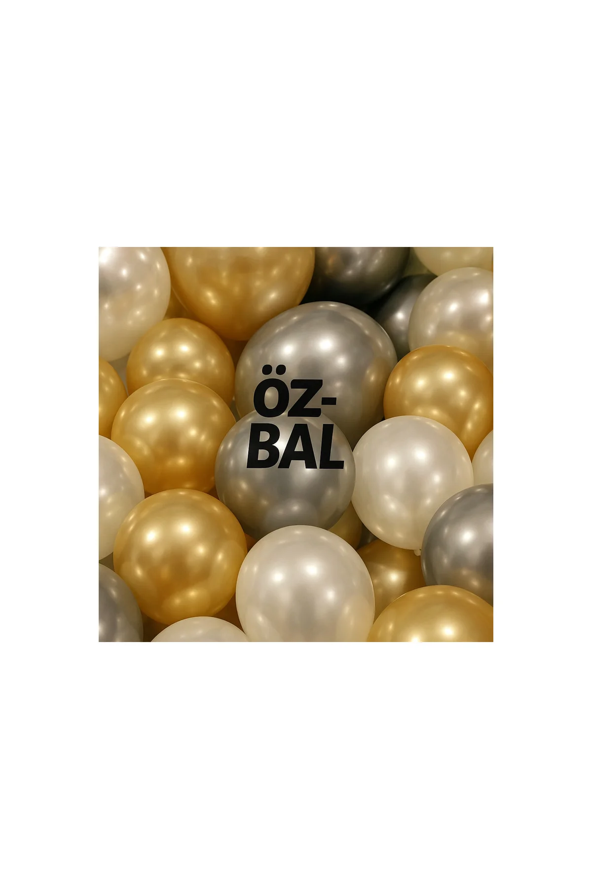 30 Adet Balon Metalik Renkler Beyaz - Gold - Gümüş