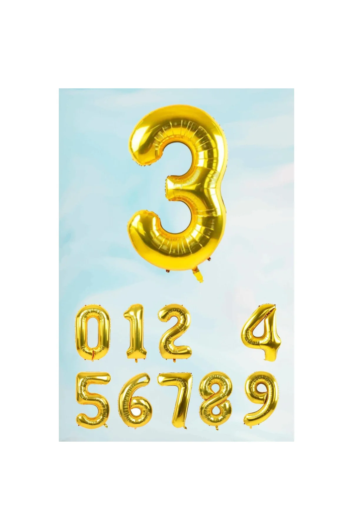 Gold Rakam Folyo Balon Büyük Boy Gold Sayı Balonlar 100cm 40inç