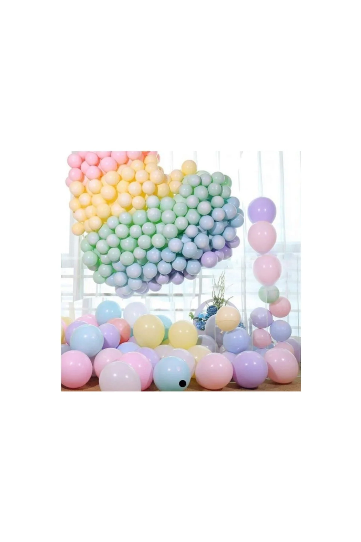 50 Adet Makaron Balon Karışık Renk Soft Pastel Renk
