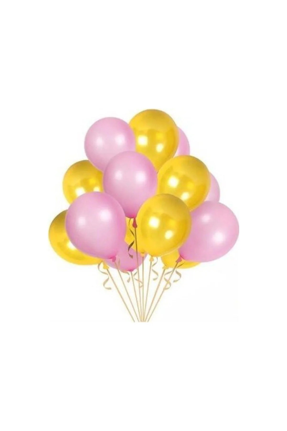 Balon Metalik Sedefli Kaliteli Balon Pembe Sarı 50 Adet Balon
