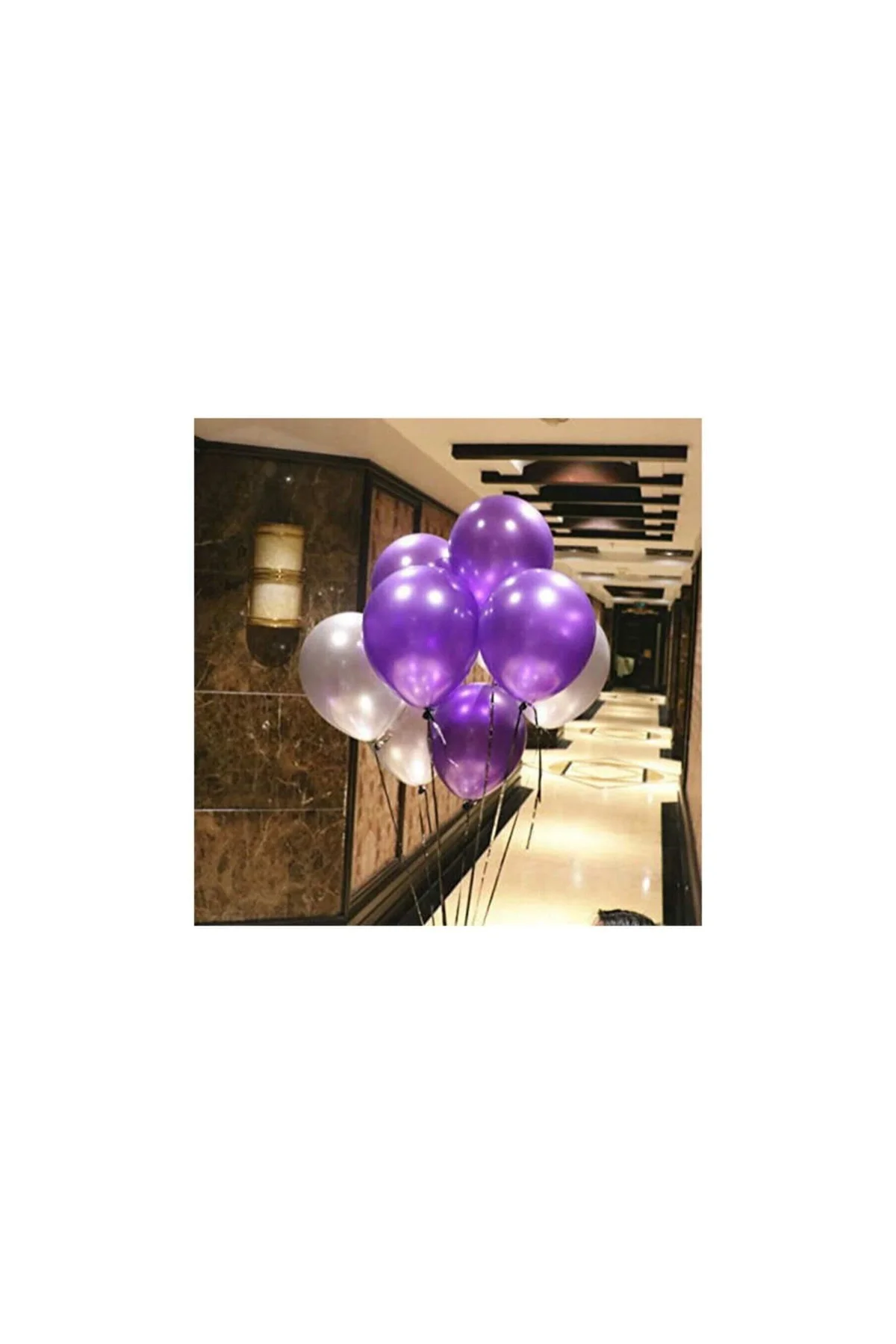 50 Adet Metalik Balon (mor - Gümüş Karışık) Uçan Balon - PAZARIZ Görsel 2