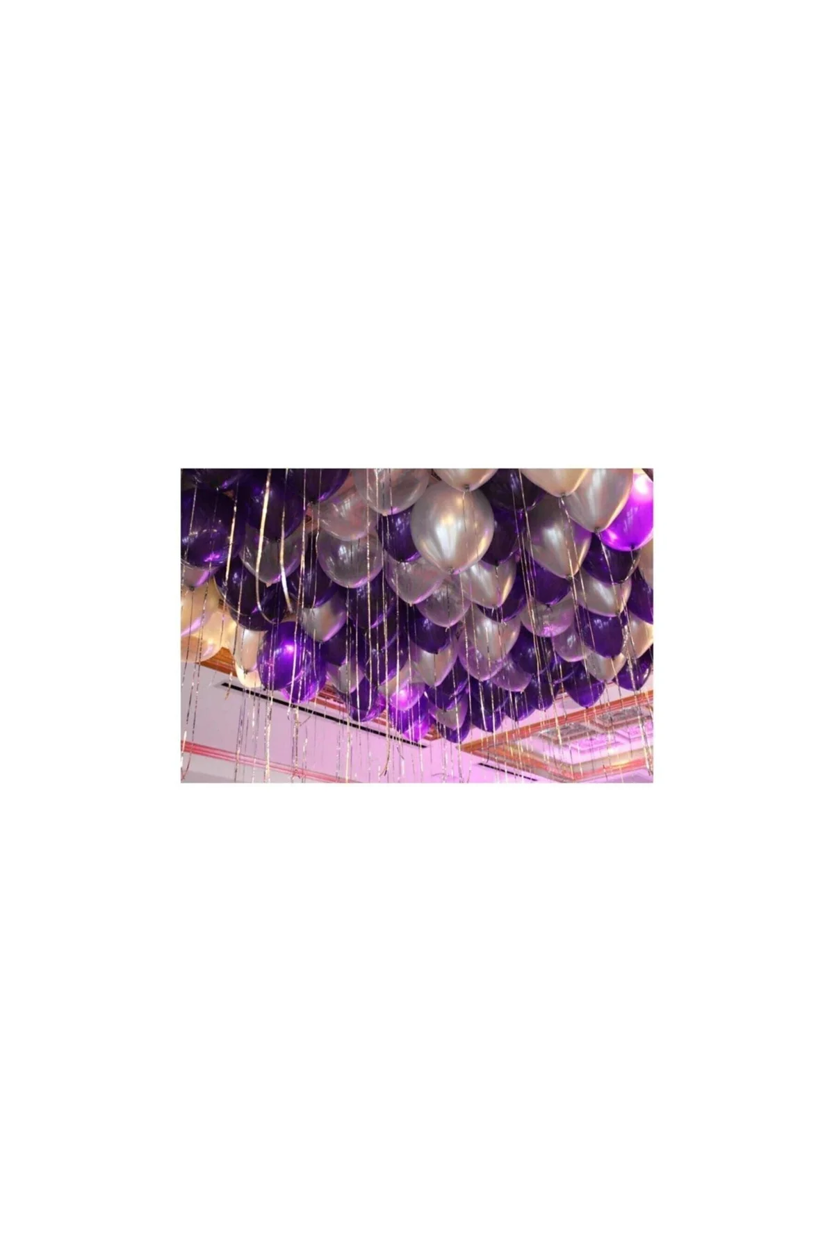 50 Adet Metalik Balon (mor - Gümüş Karışık) Uçan Balon - PAZARIZ Görsel 3