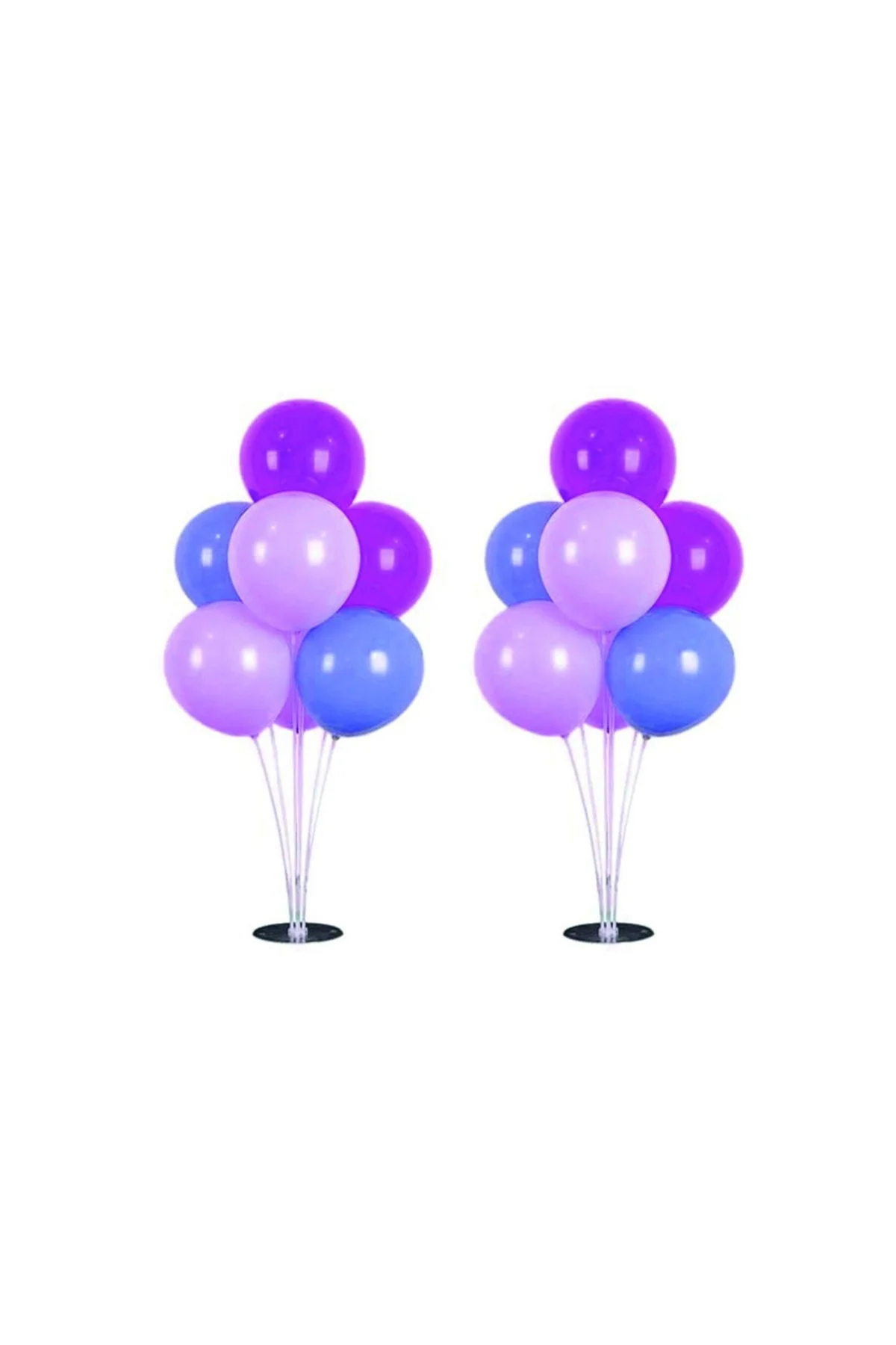 1 Adet 7 Balonlu Mor Lila Mavi Ayaklı Balon Standı
