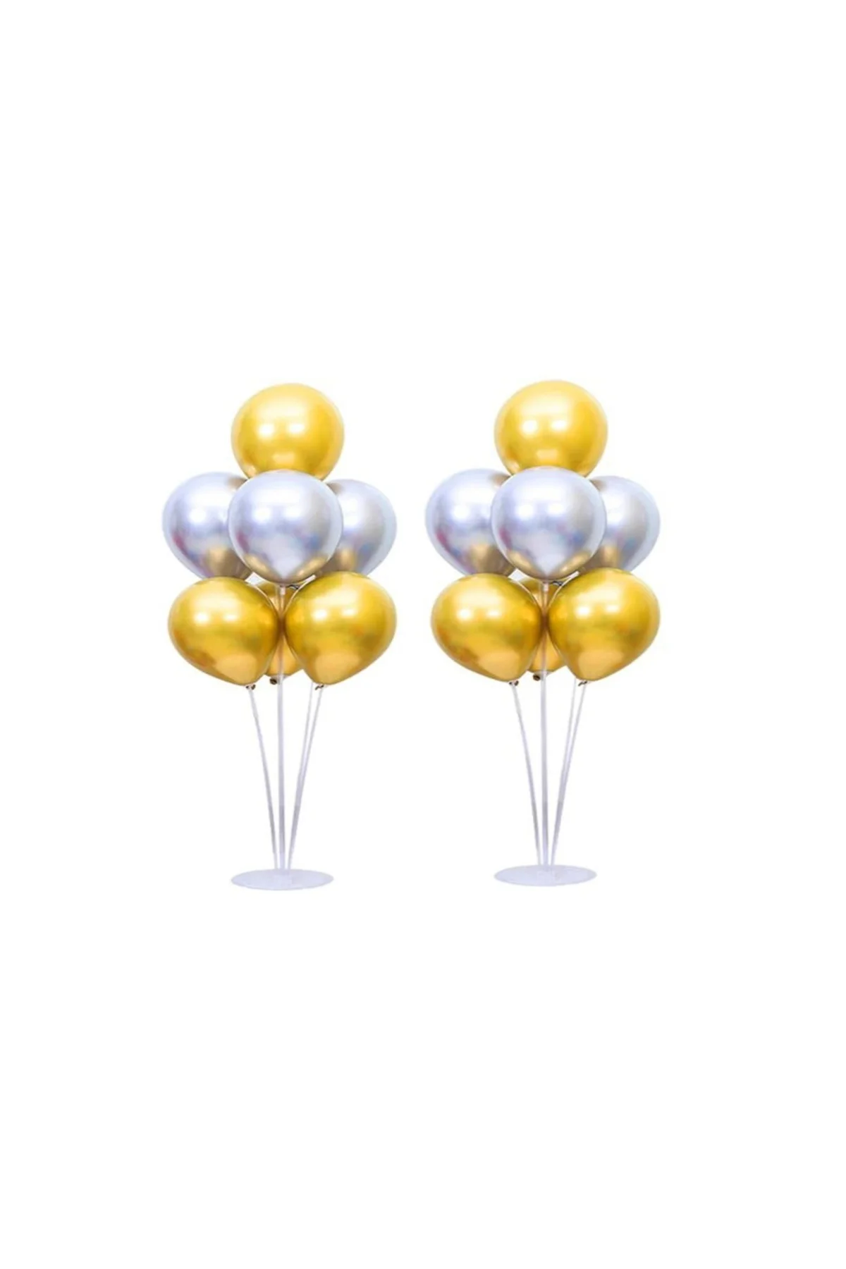 1 Adet 7 Balonlu Gümüş Gold Krom Balon Ayaklı Standı