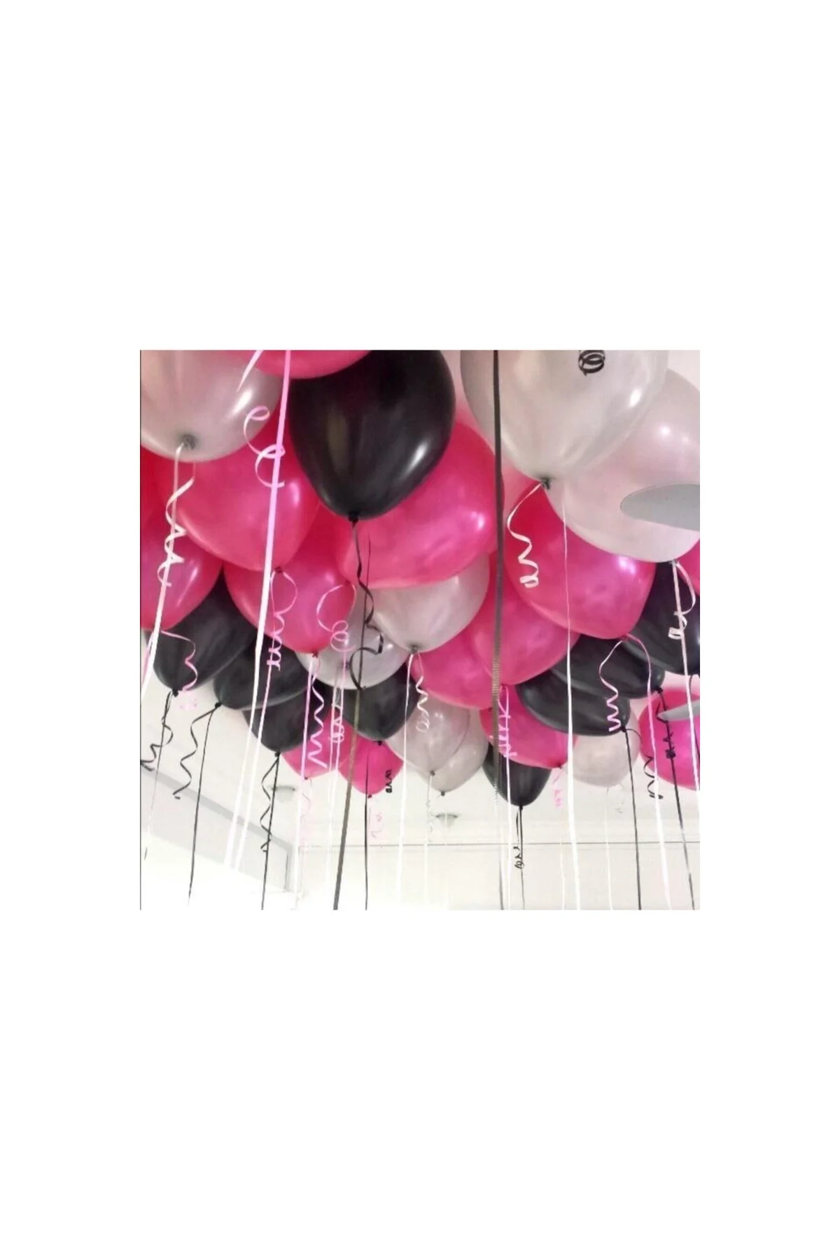 30 Adet Metalik Sedefli (siyah-fuşya-gri) Karışık Balon Helyumla Uçan