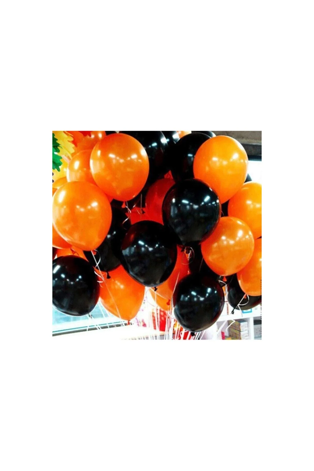 25 Adet Metalik Sedefli (turuncu-siyah) Karışık Balon Helyumla Uçan