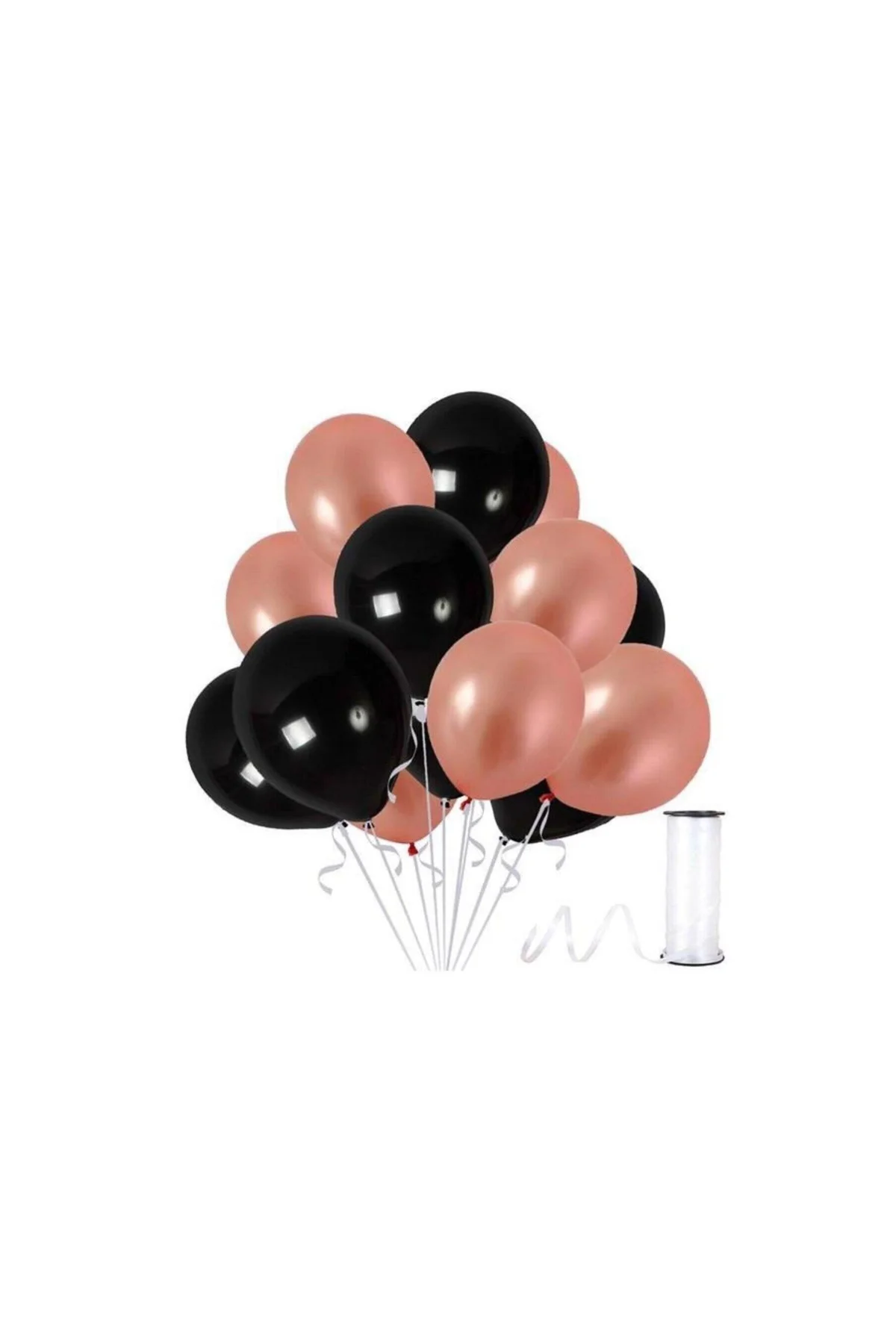 20 Adet Rose Gold, Siyah Balon Konsepti-uçan Balon