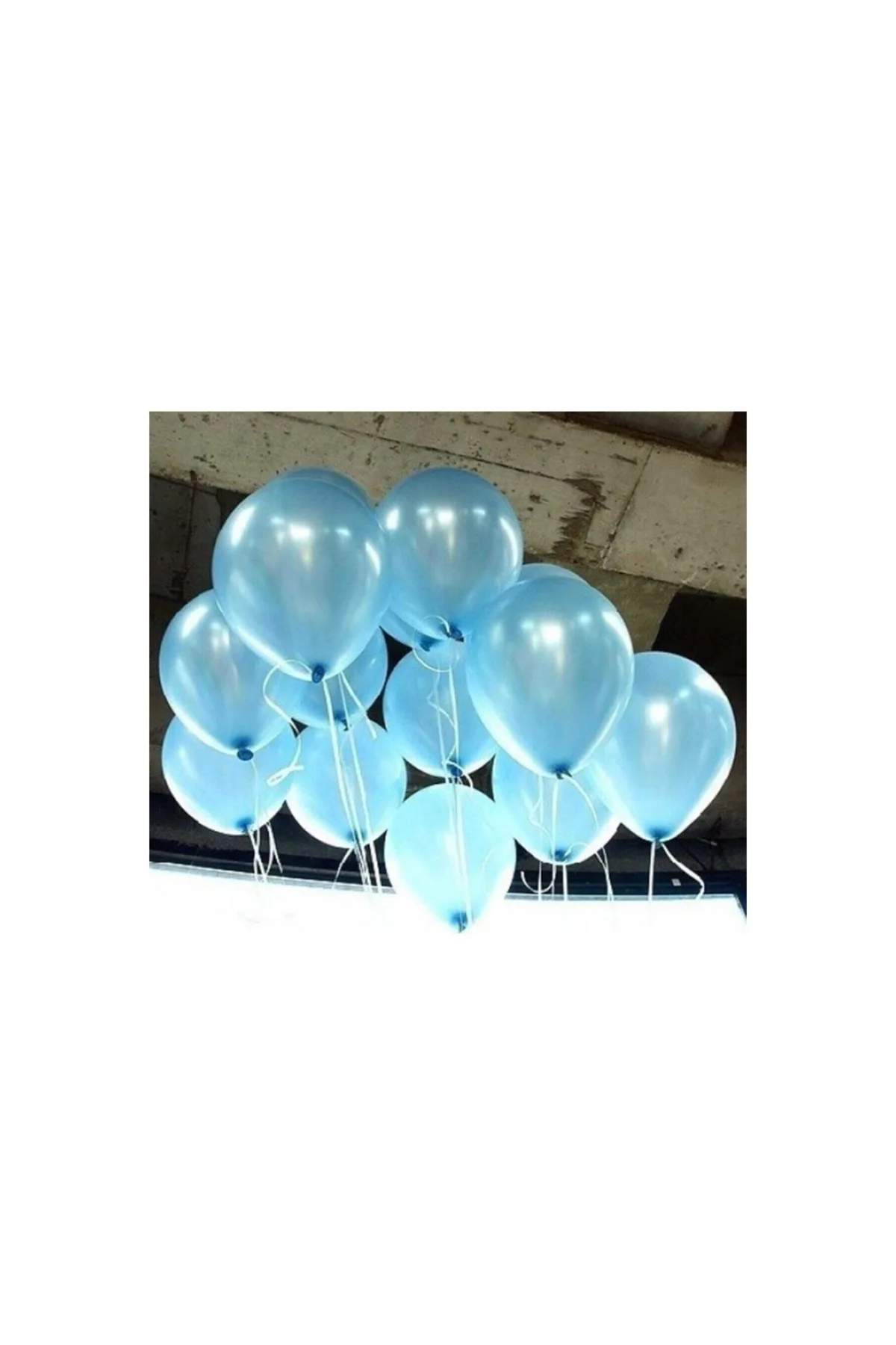 20 Adet Metalik Sedefli Açık Mavi Balon Doğum Günü Helyumla Uçan