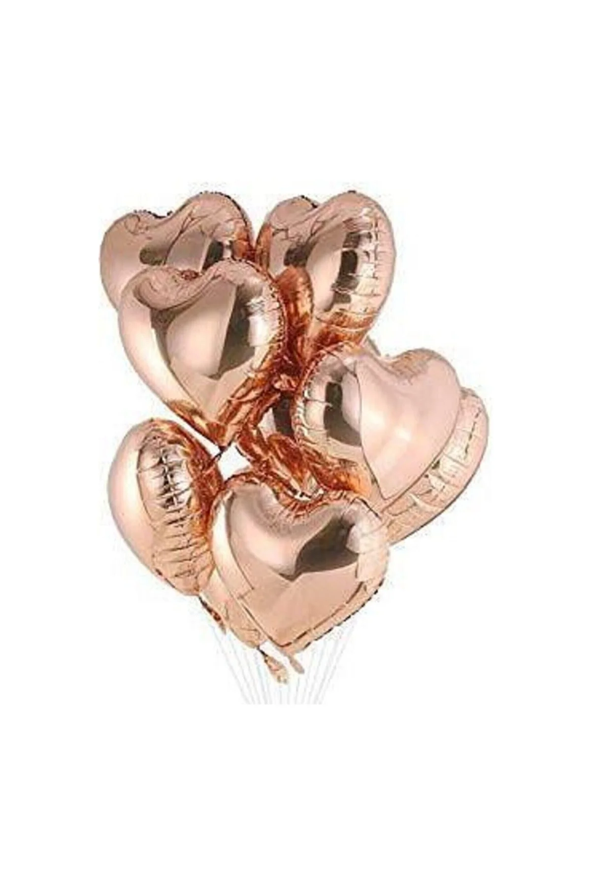 Kalp Folyo Balon 5 Adet 40 Cm 16" Inç Rose Gold Renk