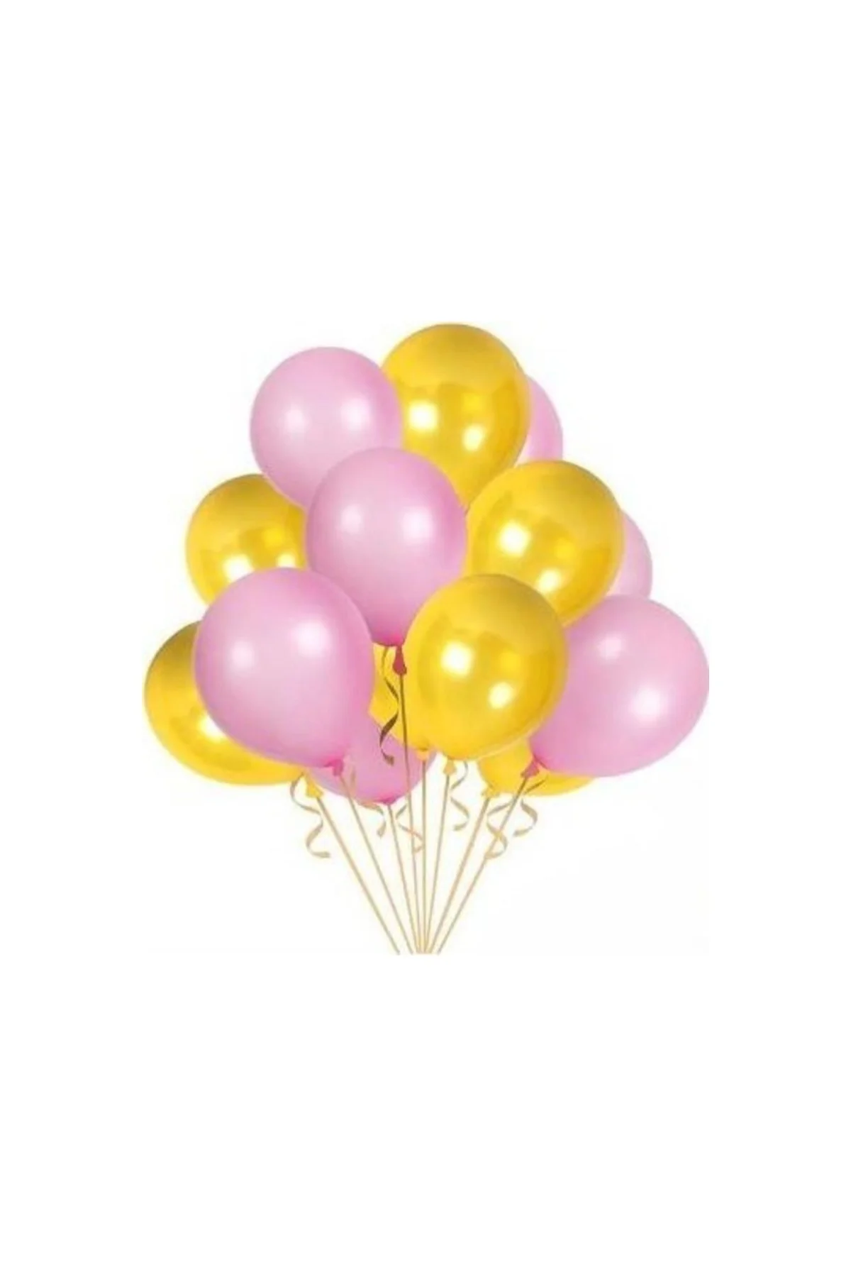 Balon Metalik Sedefli Kaliteli Balon Pembe Sarı 50 Adet Balon