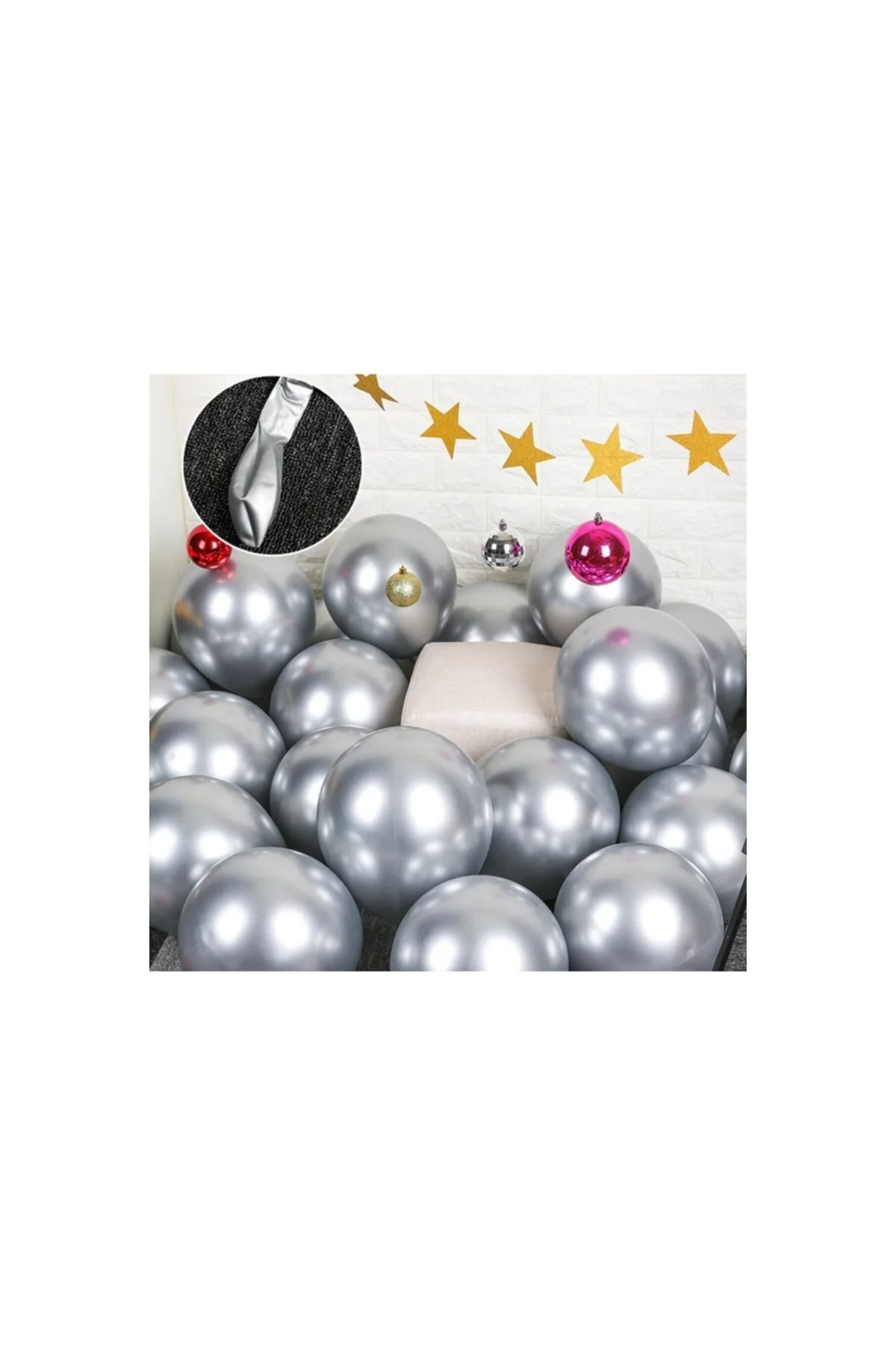 Gümüş Krom Metalik Balon (aynalı Balon) 10 Adet