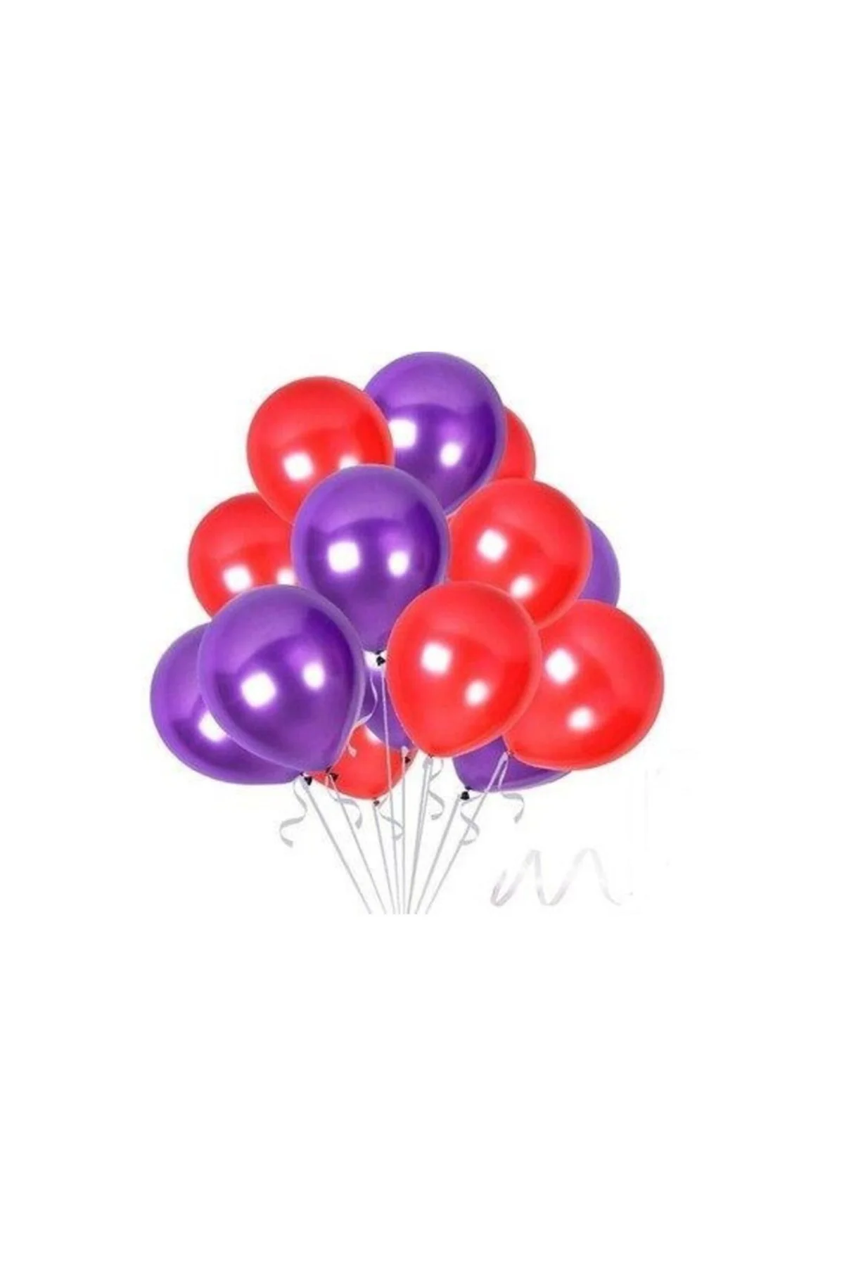 35 Adet Metalik Sedefli Mor, Kırmızı Balon-uçan- Balon
