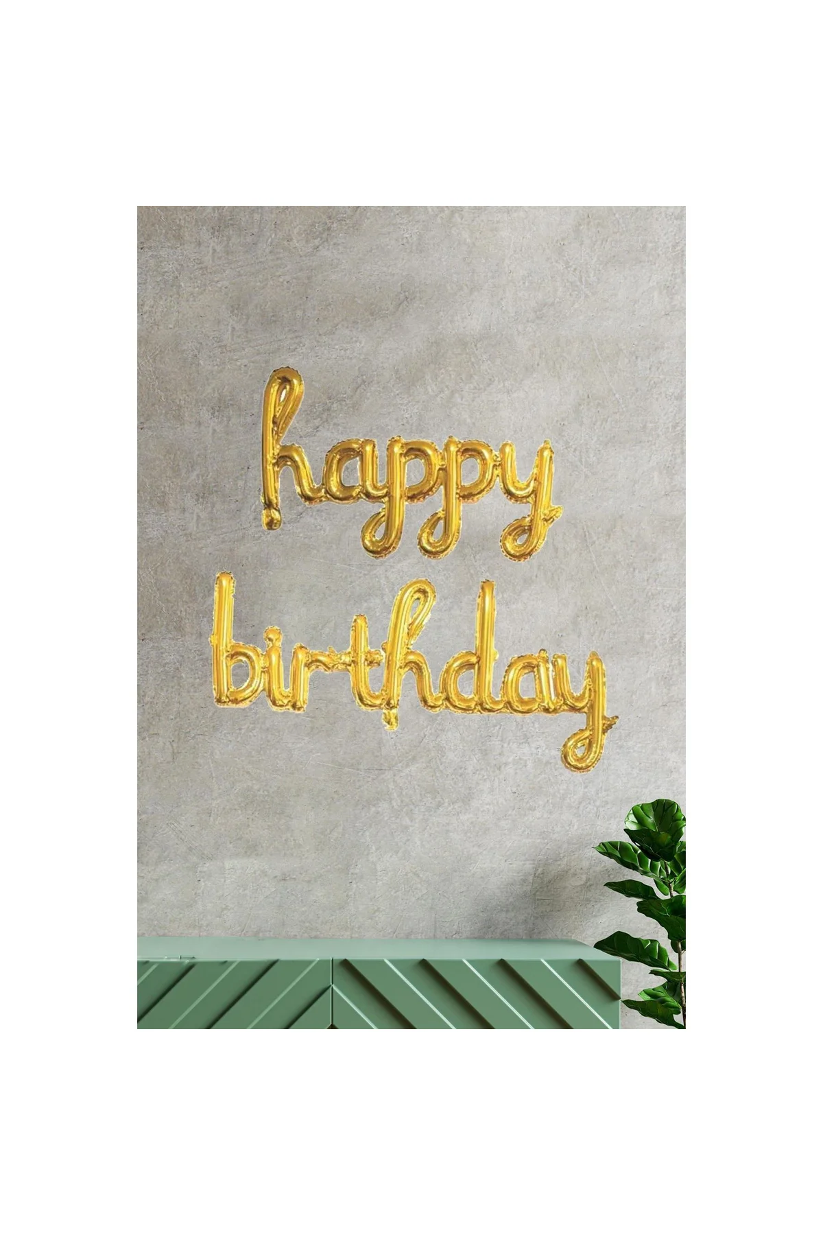 Happy Birthday El Yazısı Imza Folyo Balon Gold Renk Doğum Günü Parti Balonu
