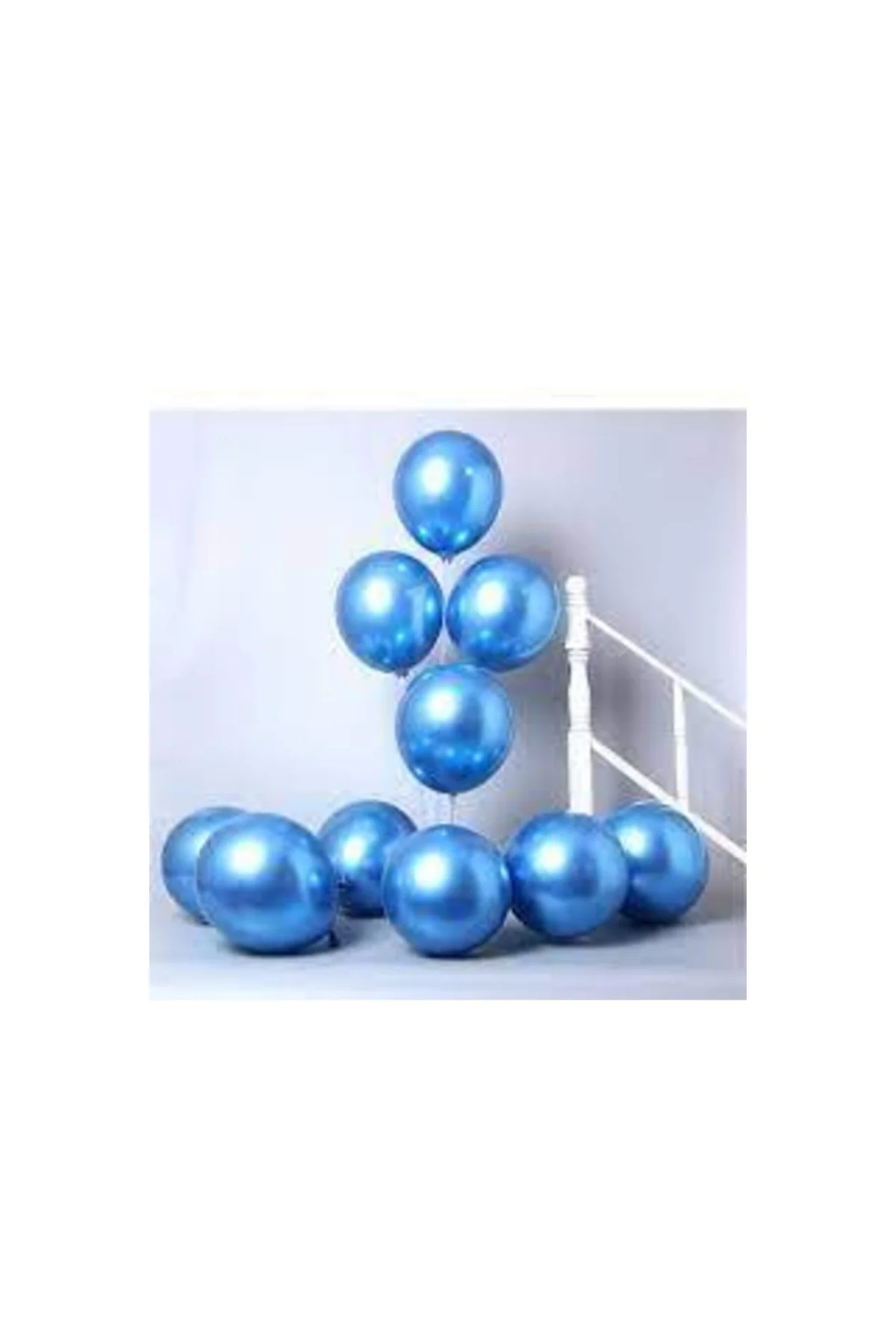 50 Adet Krom Metalik Mavi Balon - PAZARIZ Görsel 2