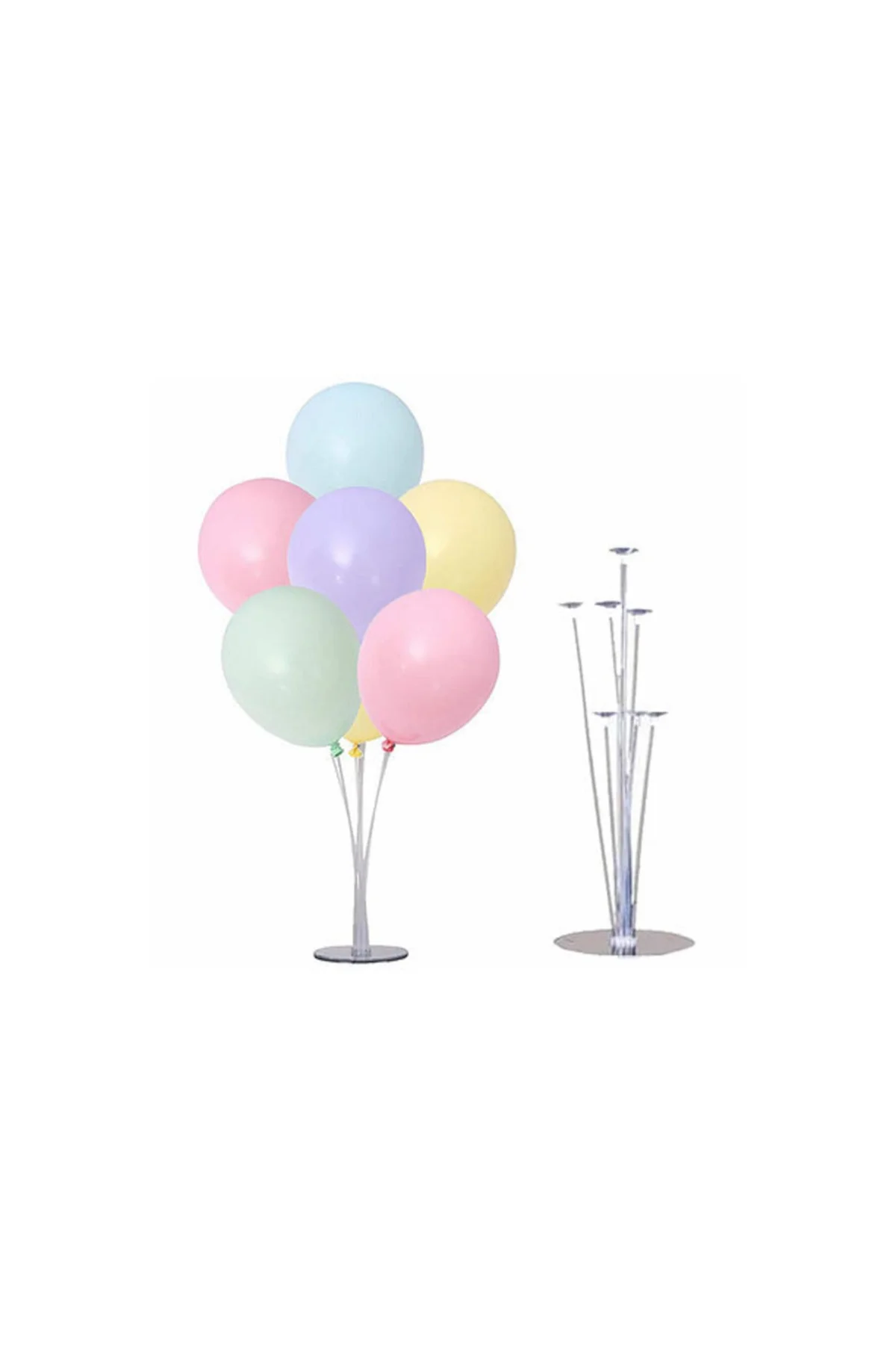 Balon Standı 7'Li Ve Karışık Renk Makaron Balon 10 Adet