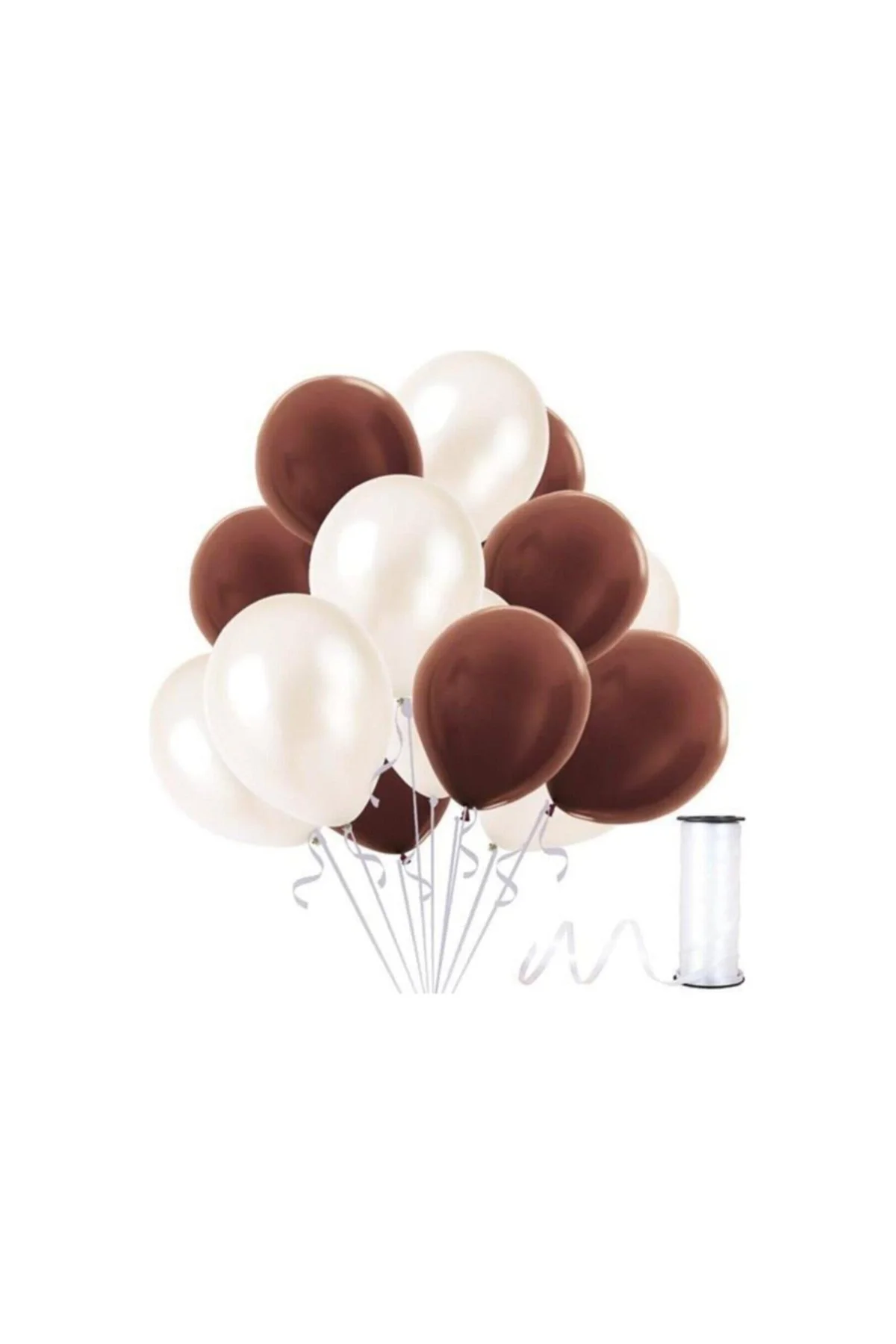 Kahverengi-beyaz Metalik Sedefli Balon 30 Adet