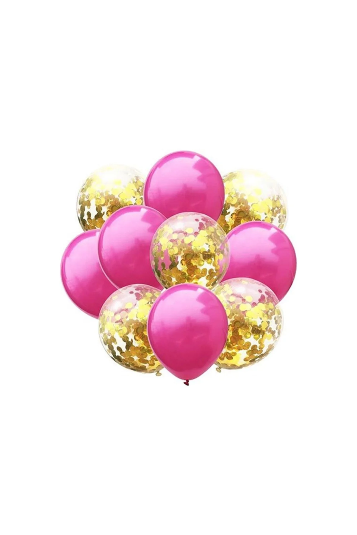 Metalik Fuşya Gold Konfetili Balon