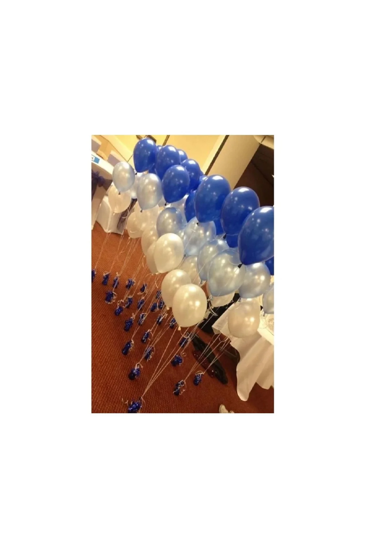 30 Adet Metalik Balon (mavi - Beyaz - Gümüş Karışık) Uçan Balon - PAZARIZ Görsel 2