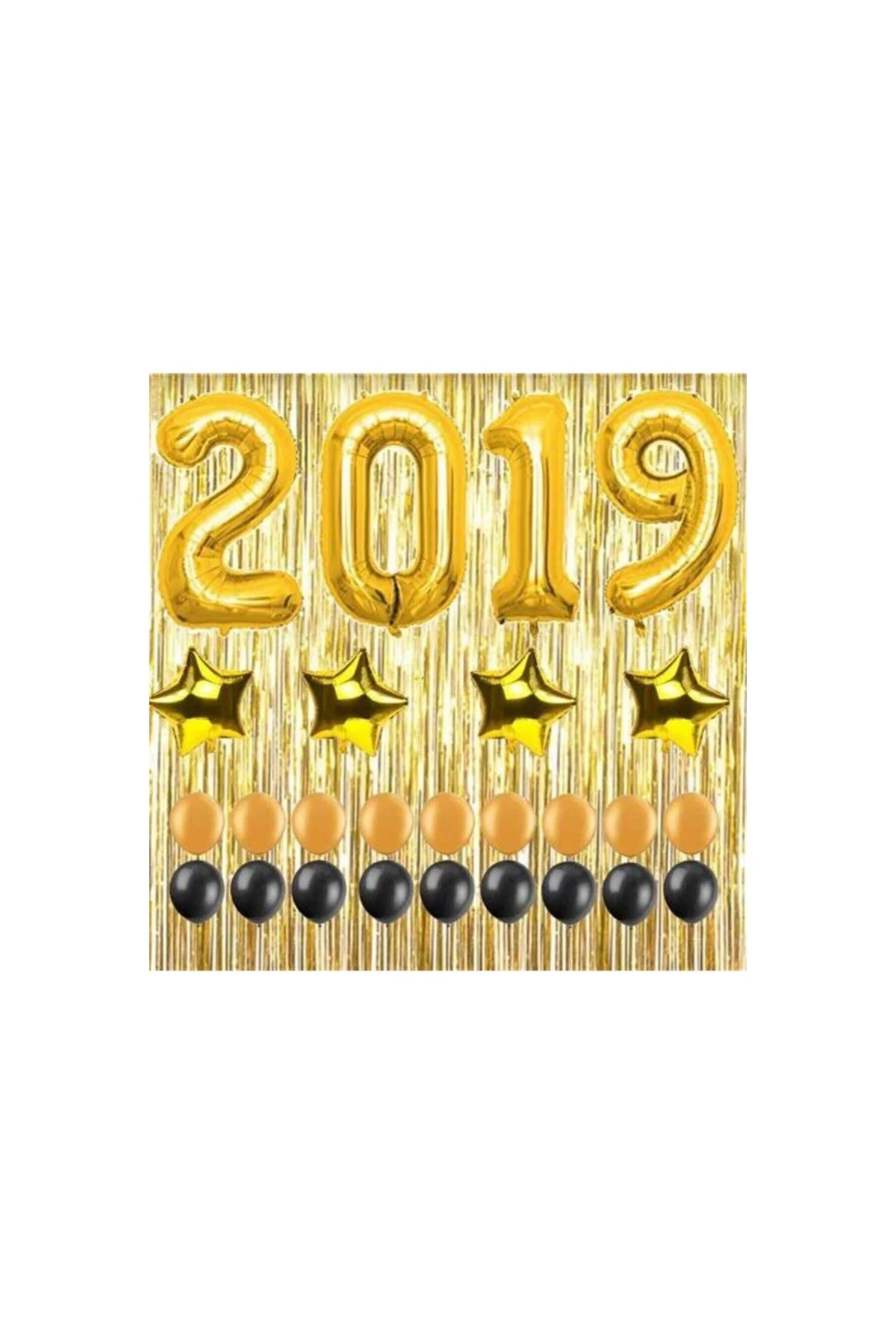 Balon 2019 Rakam Balon Seti -90 Cm Gold - Balon Pompası