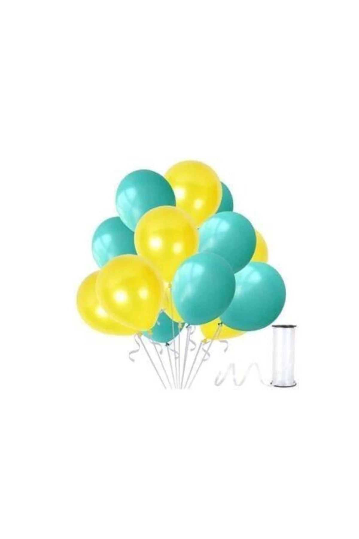 50 Adet Mint Su Yeşili-sarı Metalik Sedefli Balon